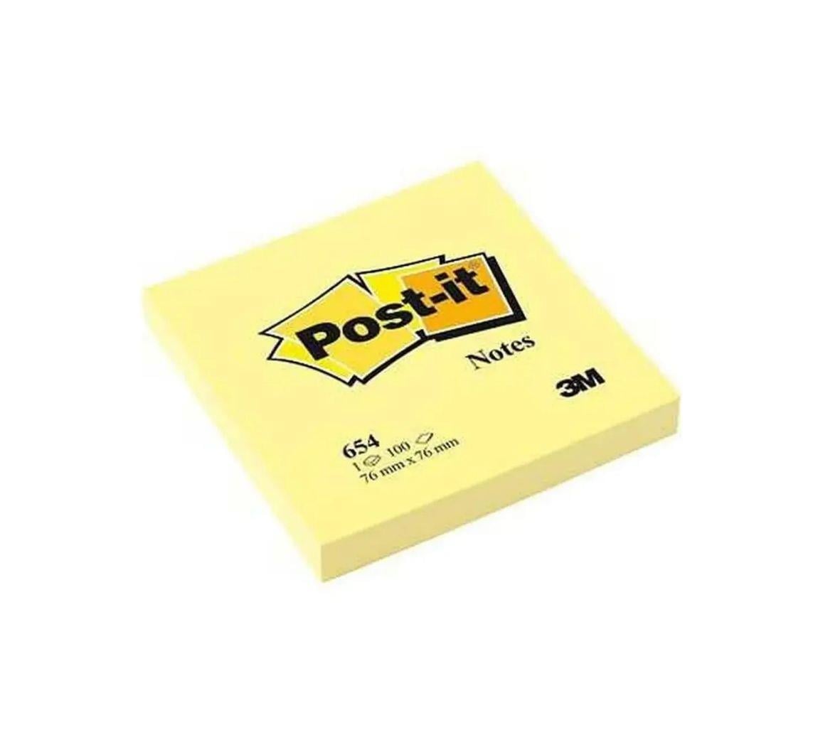 3M3M Post-It Yapışkanlı Not Kağıdı 76 x 76 mm 100 Yaprak - Sarı 654