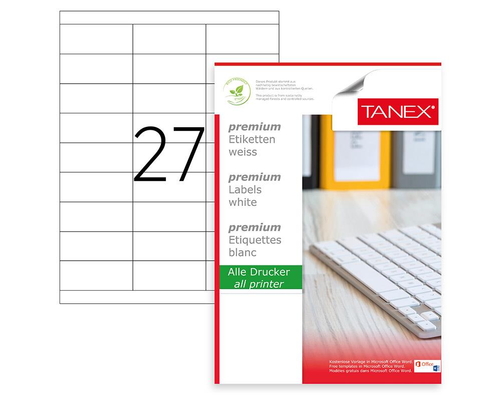 Tanex TW-2327 70x30 mm Lazer Etiket 100 Ad.
