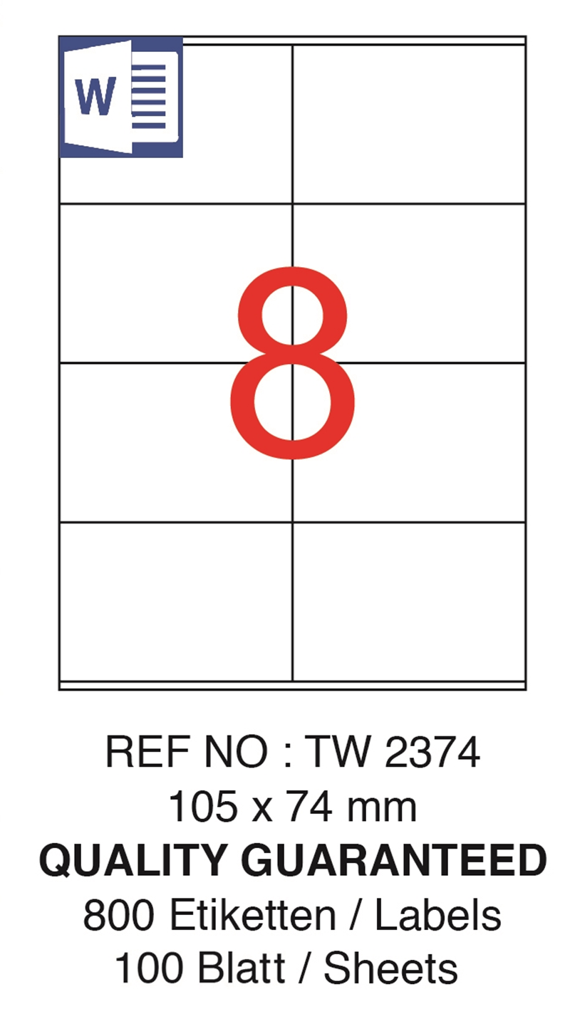 Tanex TW-2374 105x74,25 mm Lazer Etiket 100 Ad.