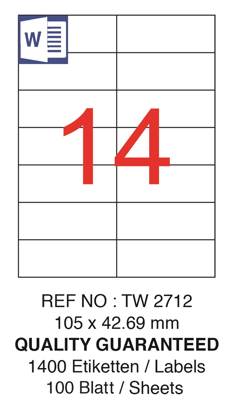 Tanex TW-2712 105x42,69 mm Lazer Etiket 100 Ad.