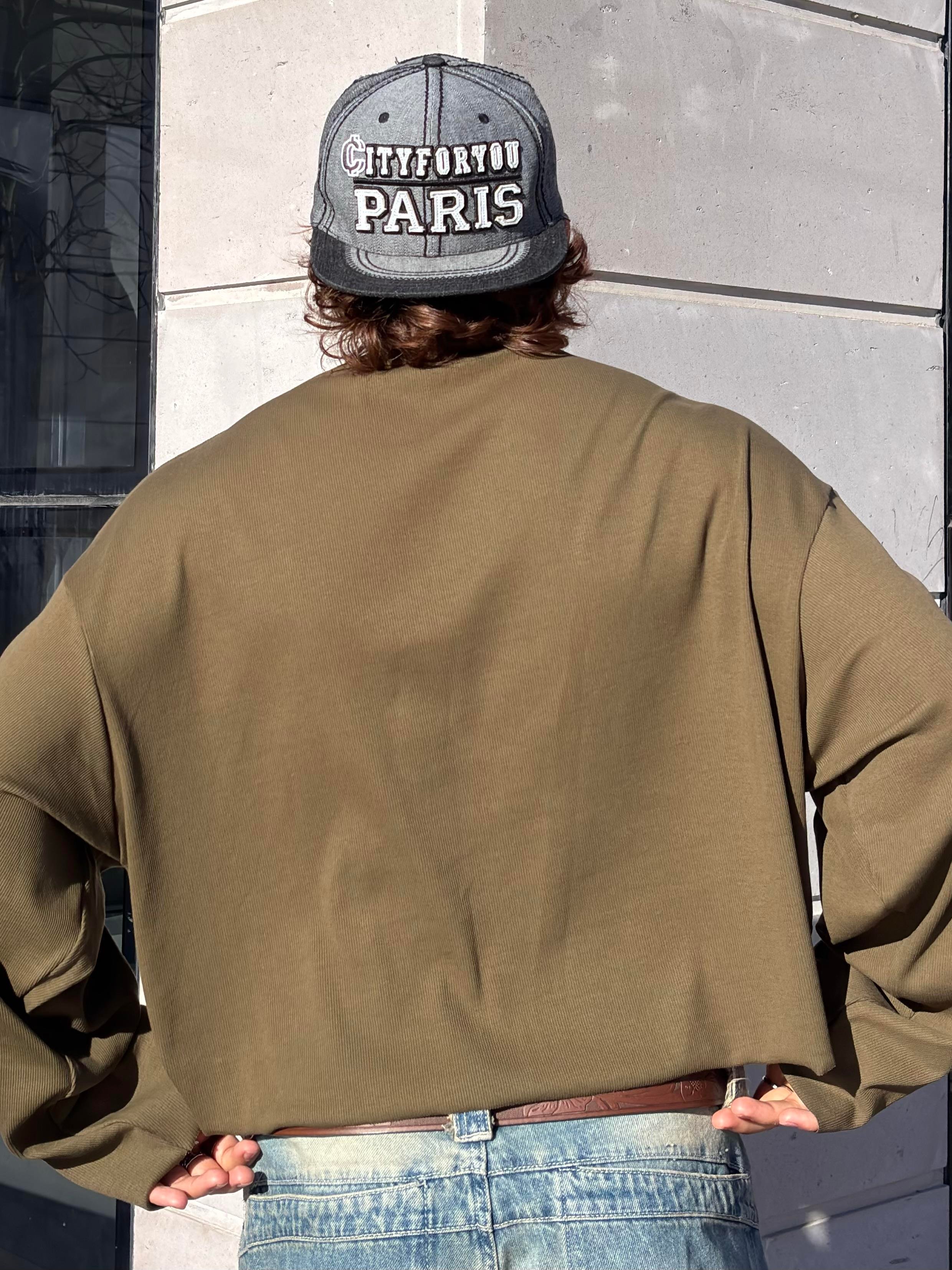  Green Boxy Fit Cut-Off Sweatshirt