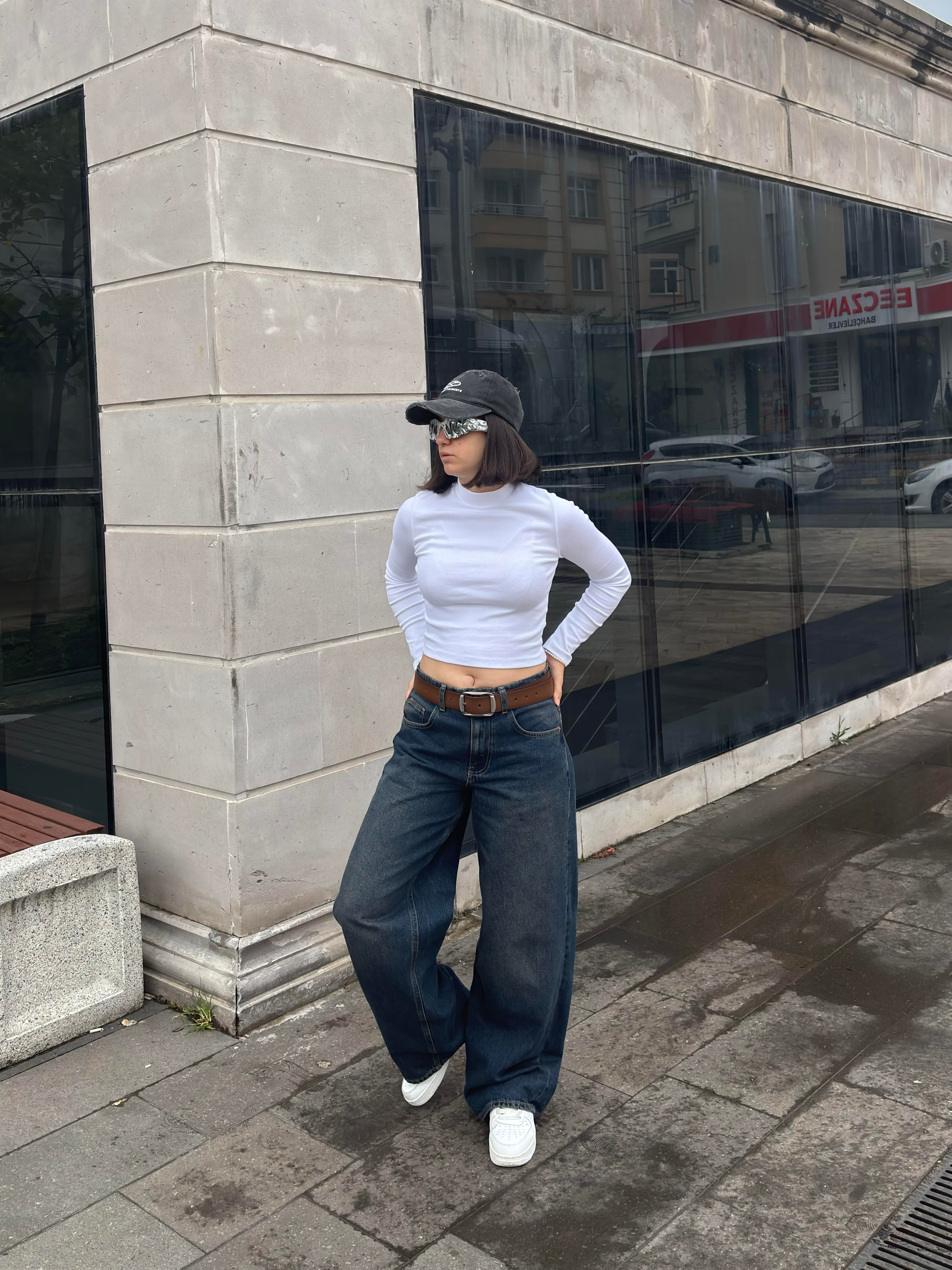  Washed Navy Blue Jaya Baggy Pants