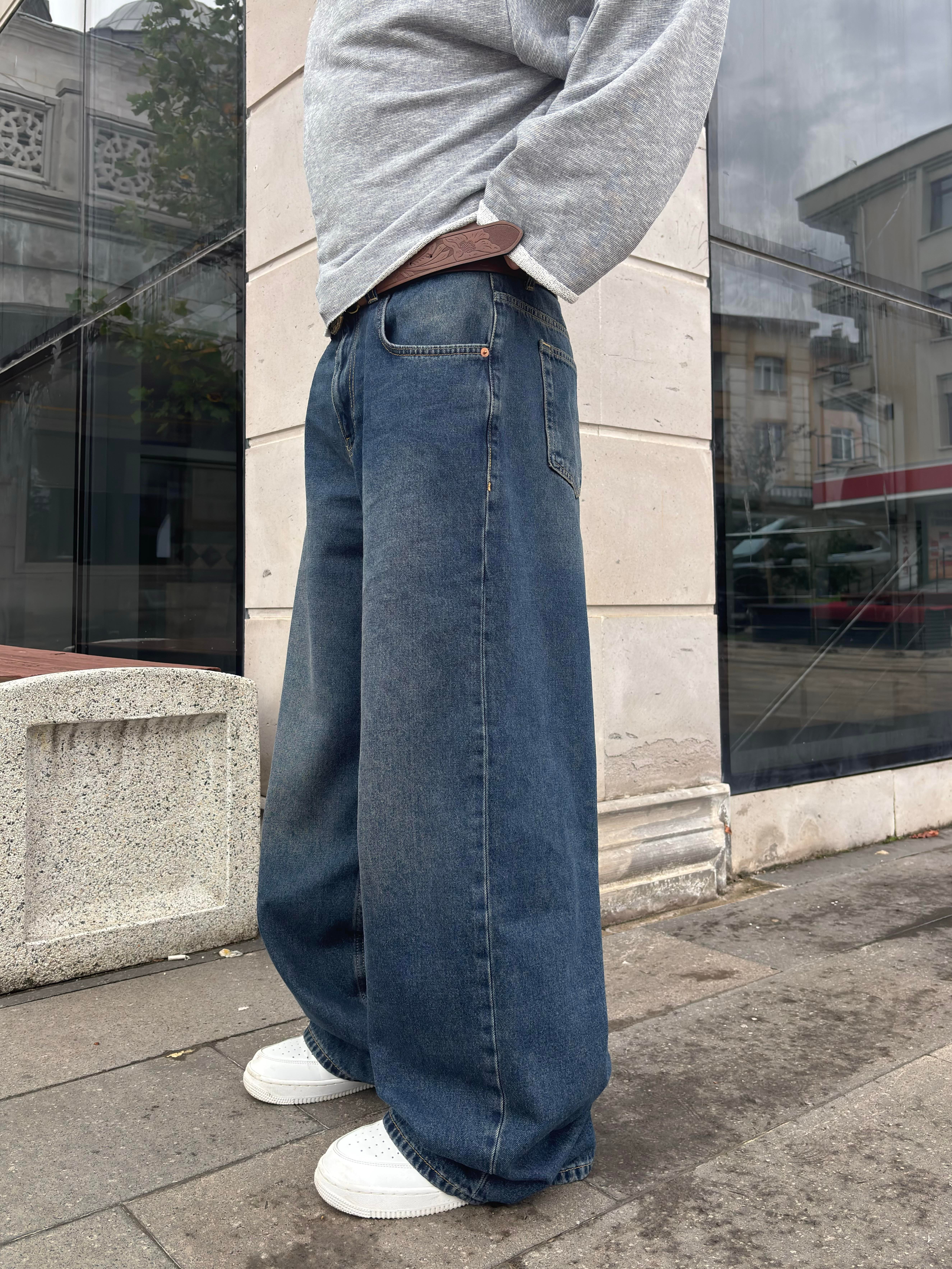  Washed Navy Blue Jaya Baggy Pants