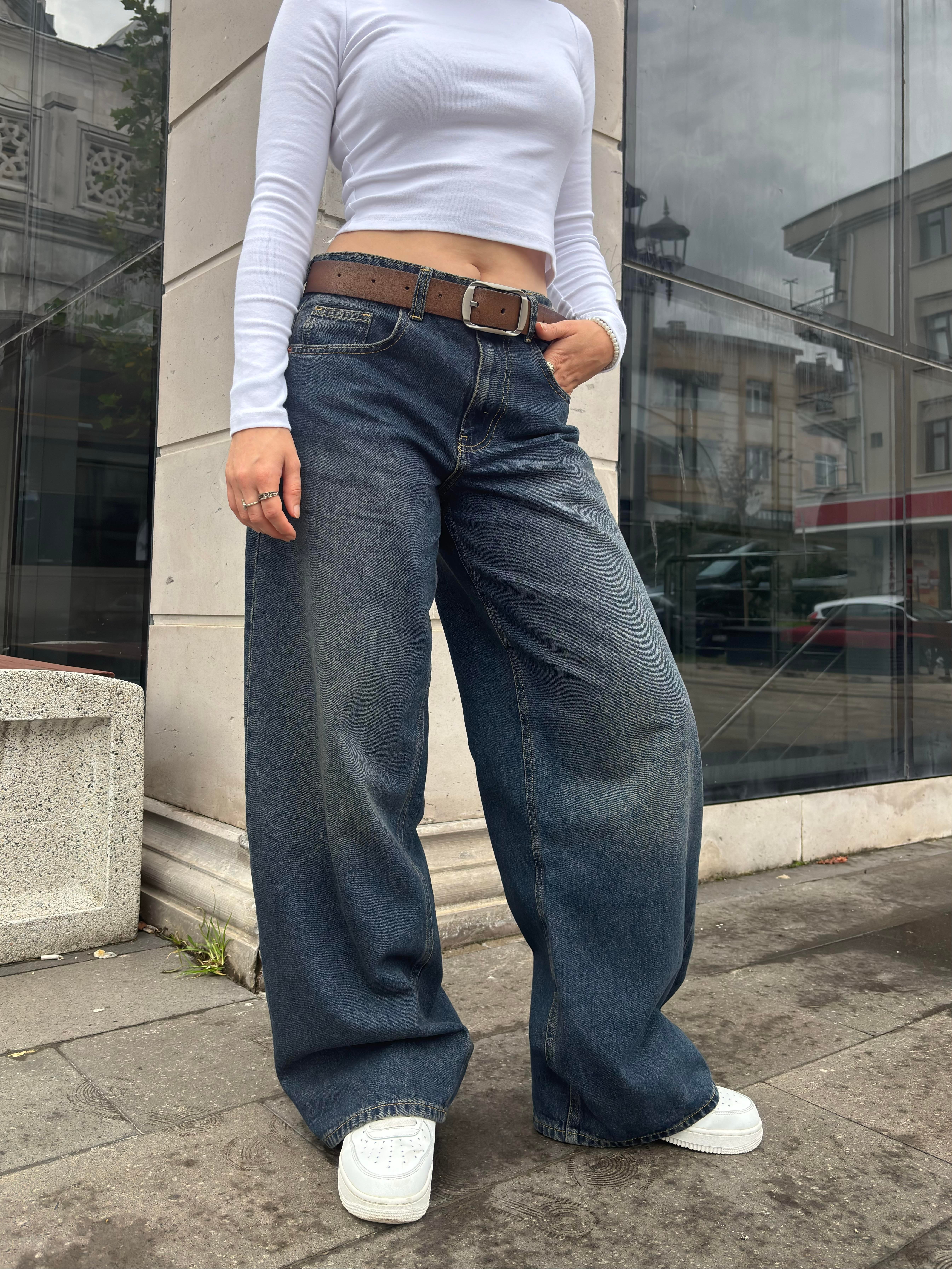  Washed Navy Blue Jaya Baggy Pants