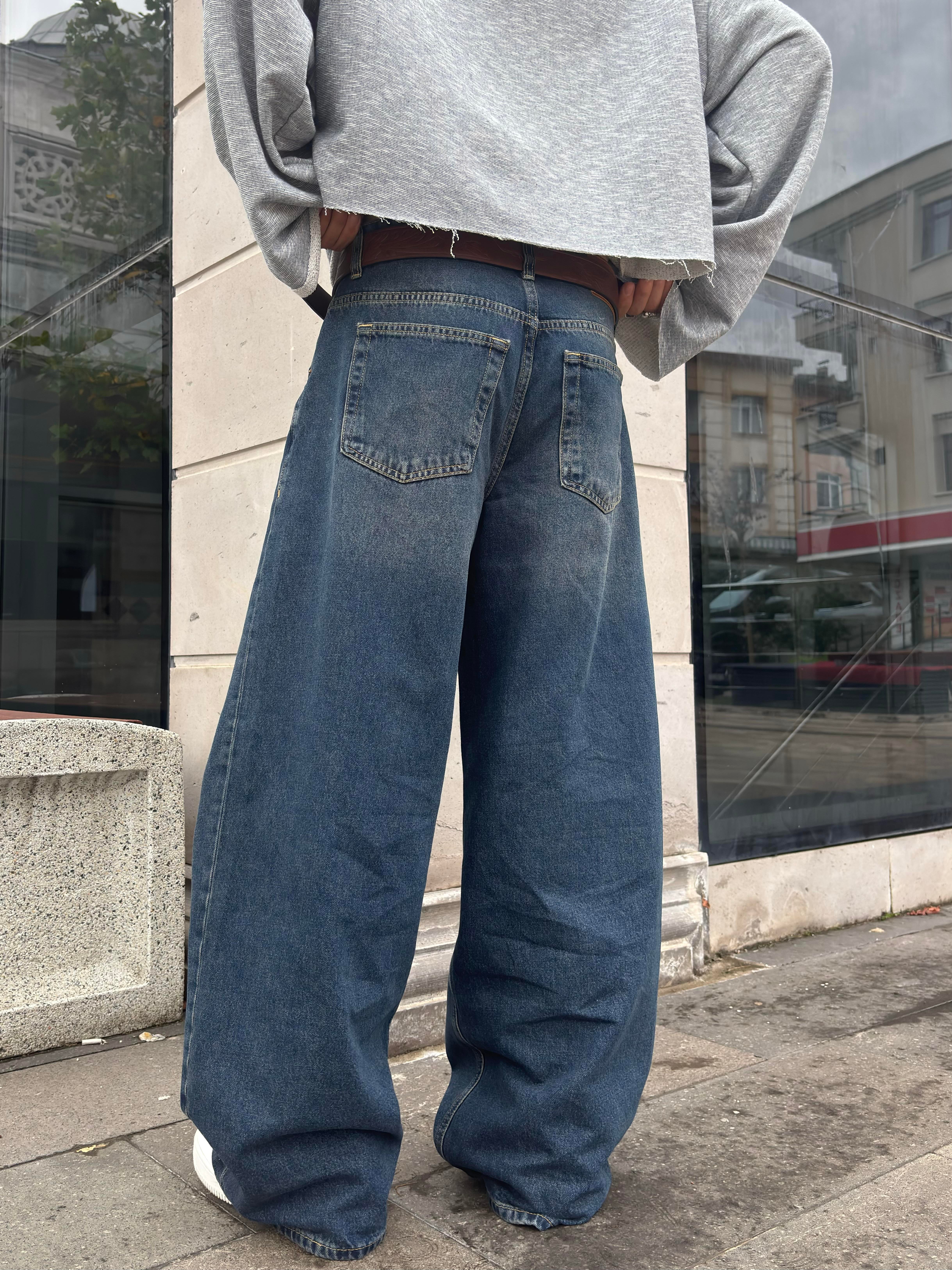  Washed Navy Blue Jaya Baggy Pants