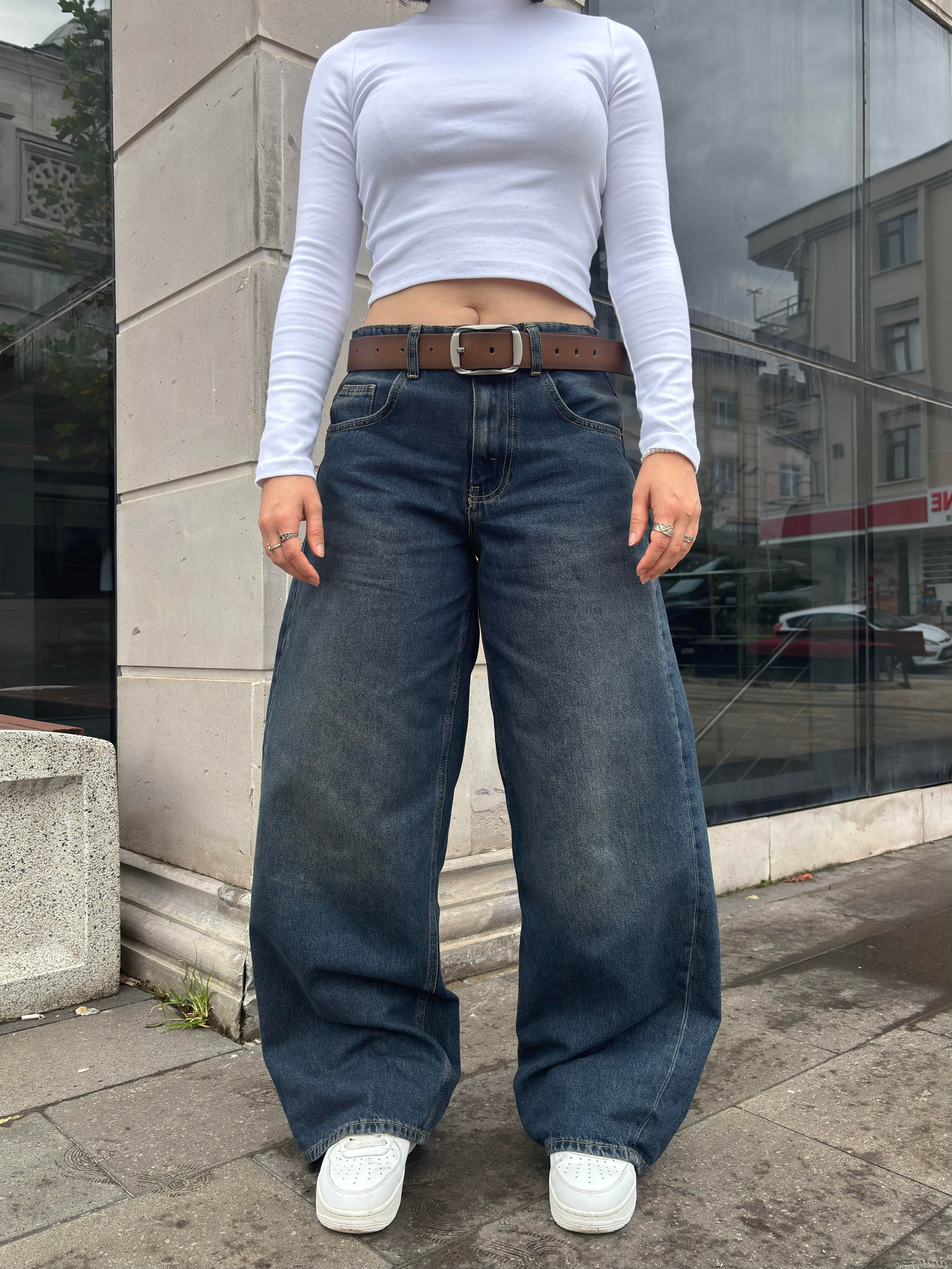  Washed Navy Blue Jaya Baggy Pants