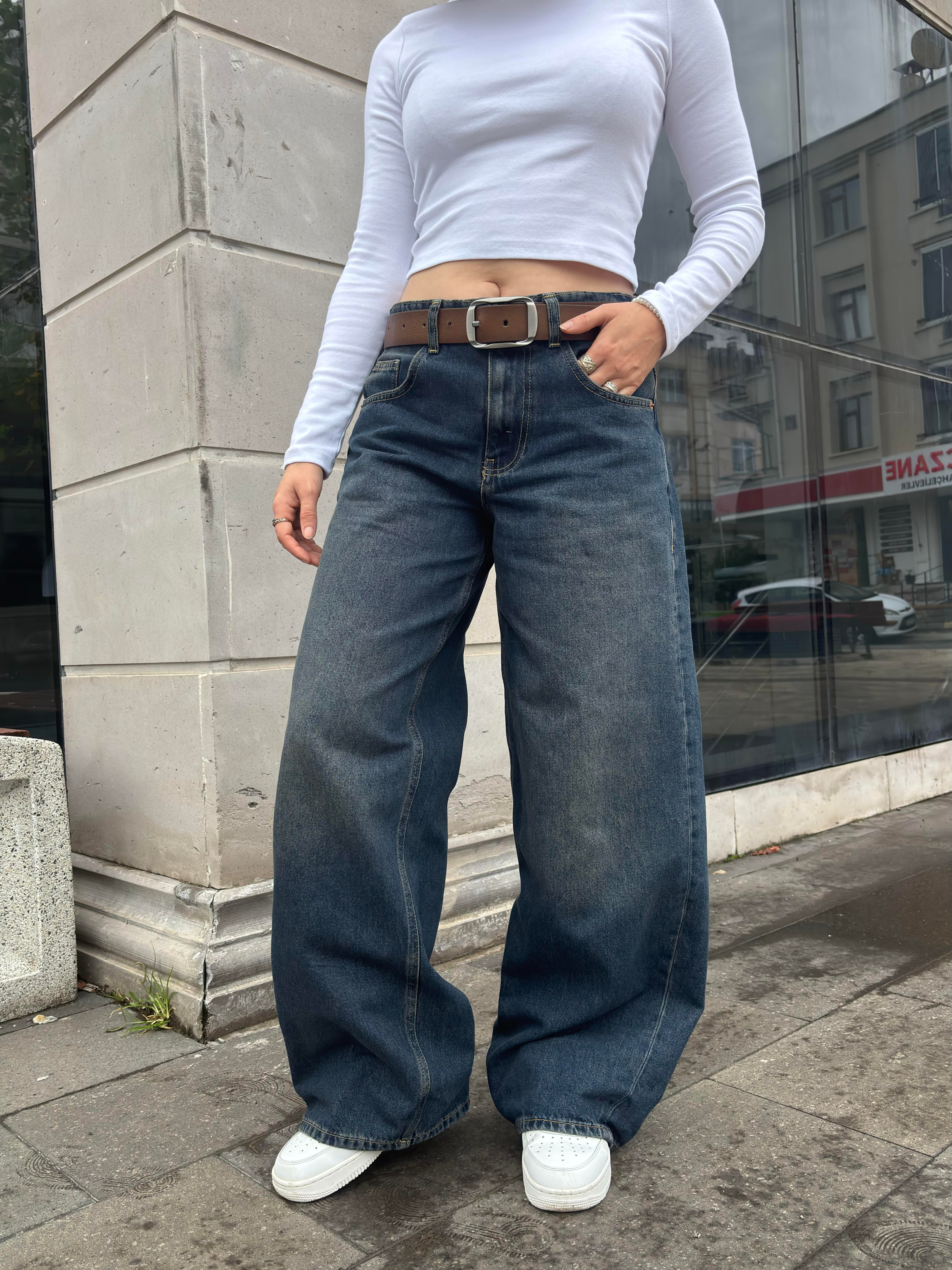  Washed Navy Blue Jaya Baggy Pants