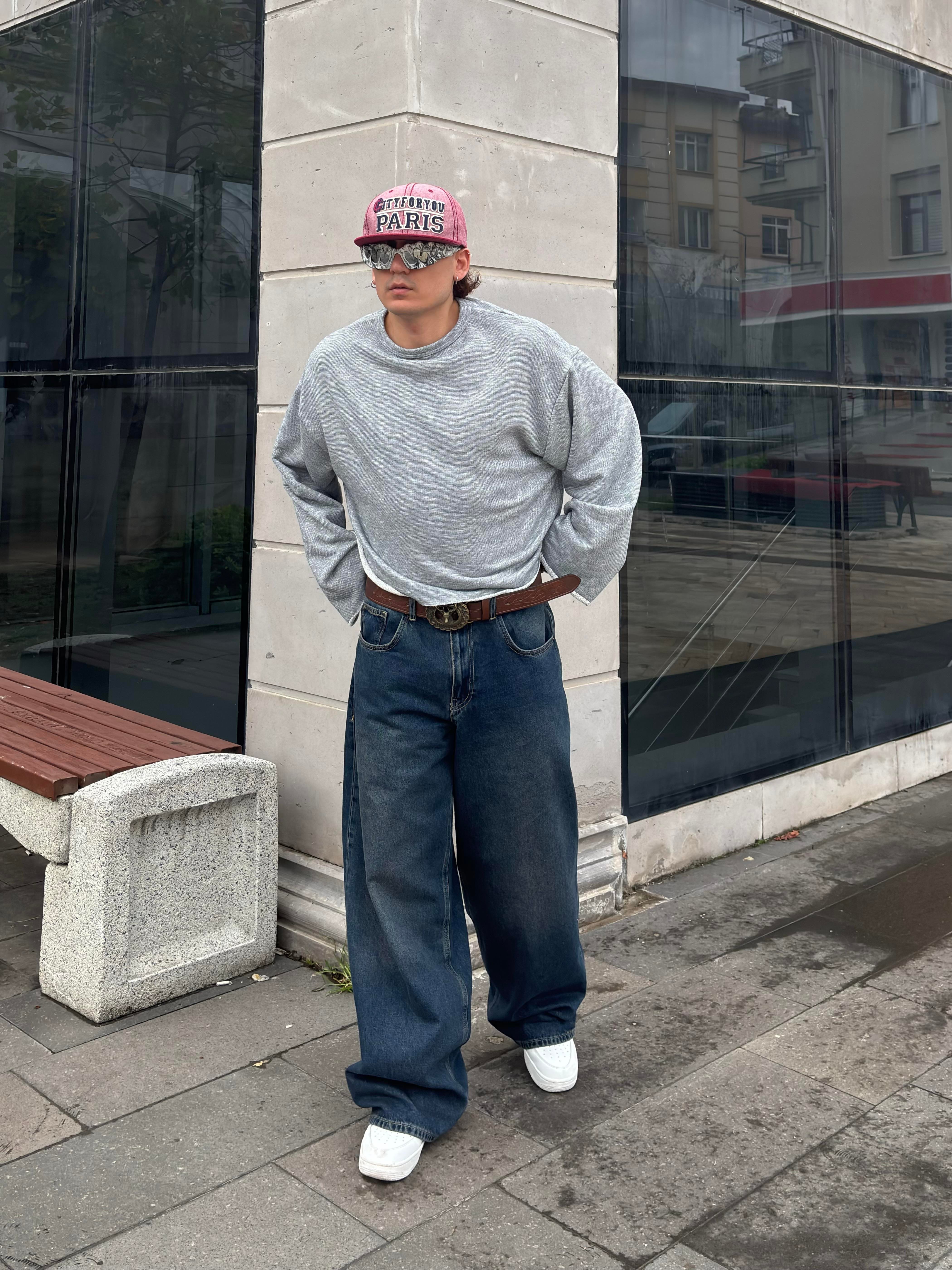  Washed Navy Blue Jaya Baggy Pants