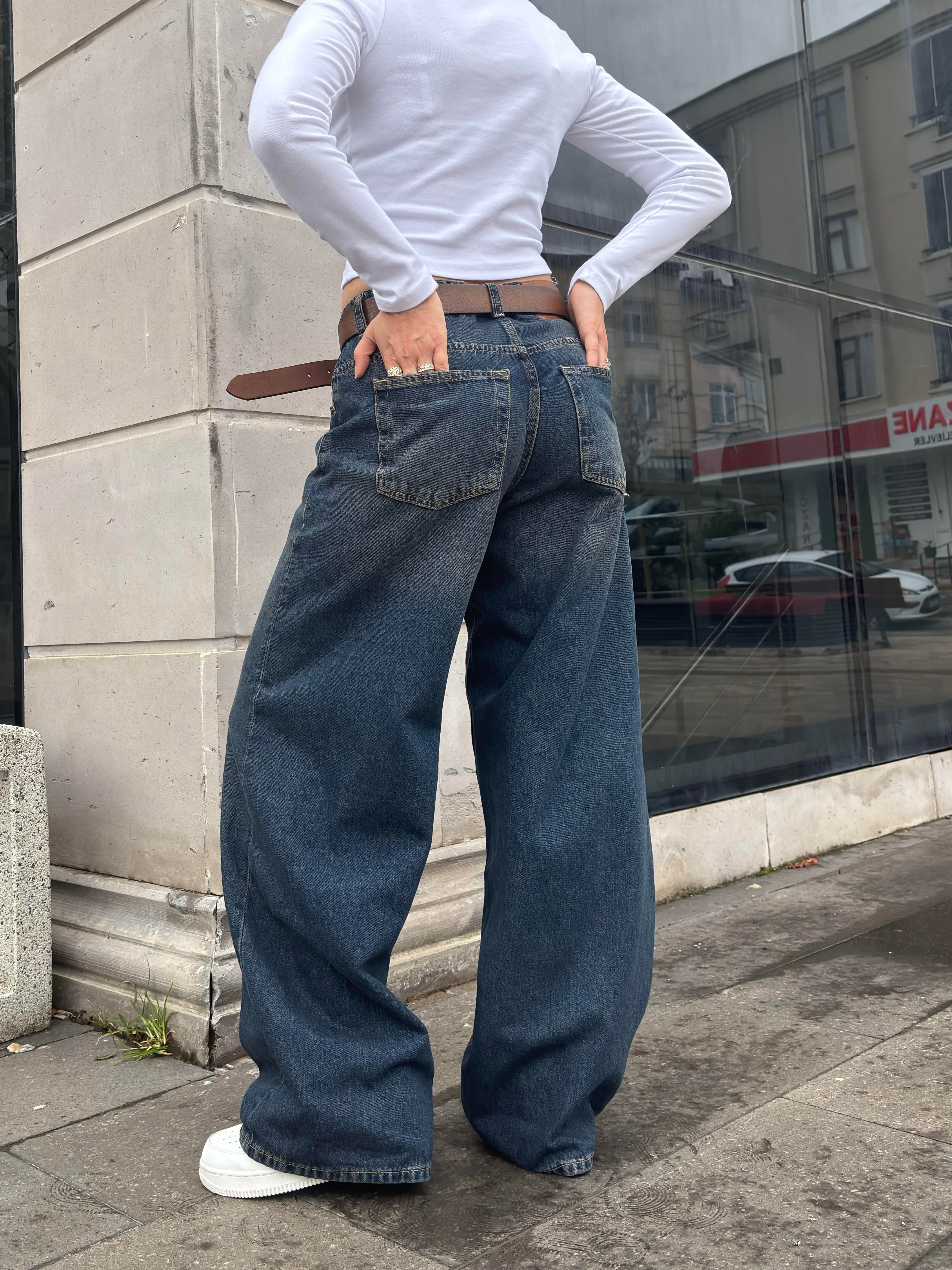  Washed Navy Blue Jaya Baggy Pants