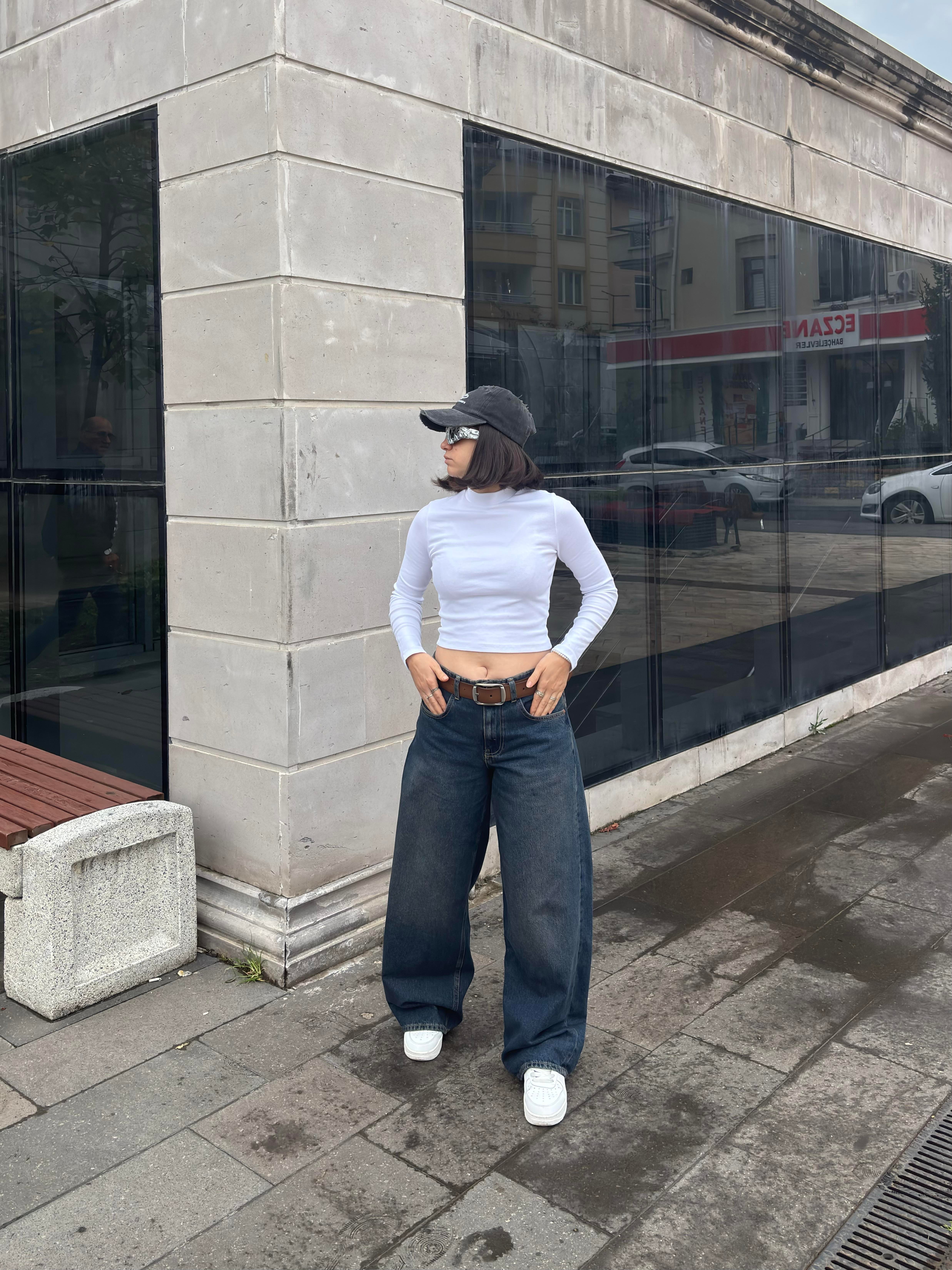  Washed Navy Blue Jaya Baggy Pants