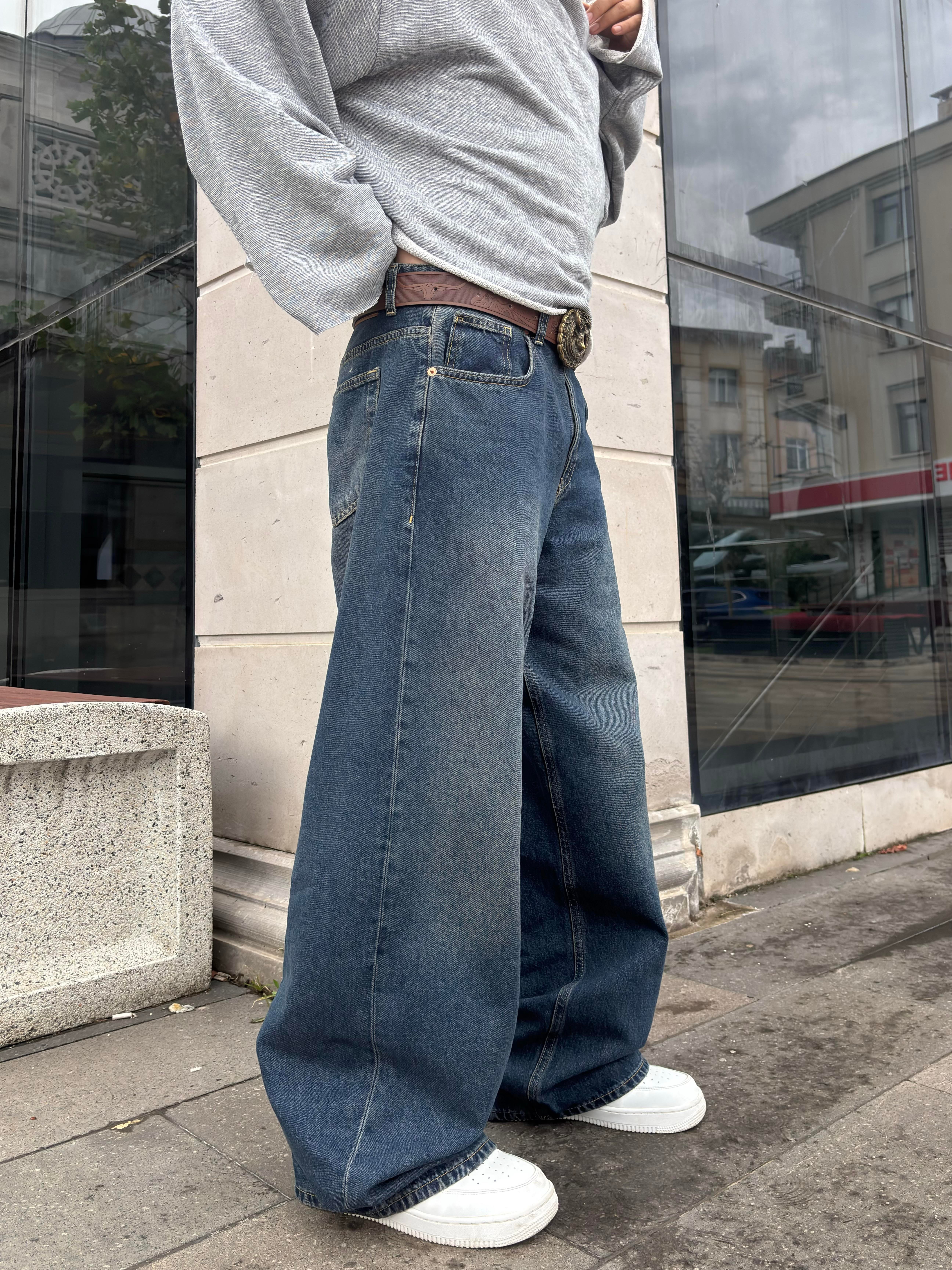  Washed Navy Blue Jaya Baggy Pants
