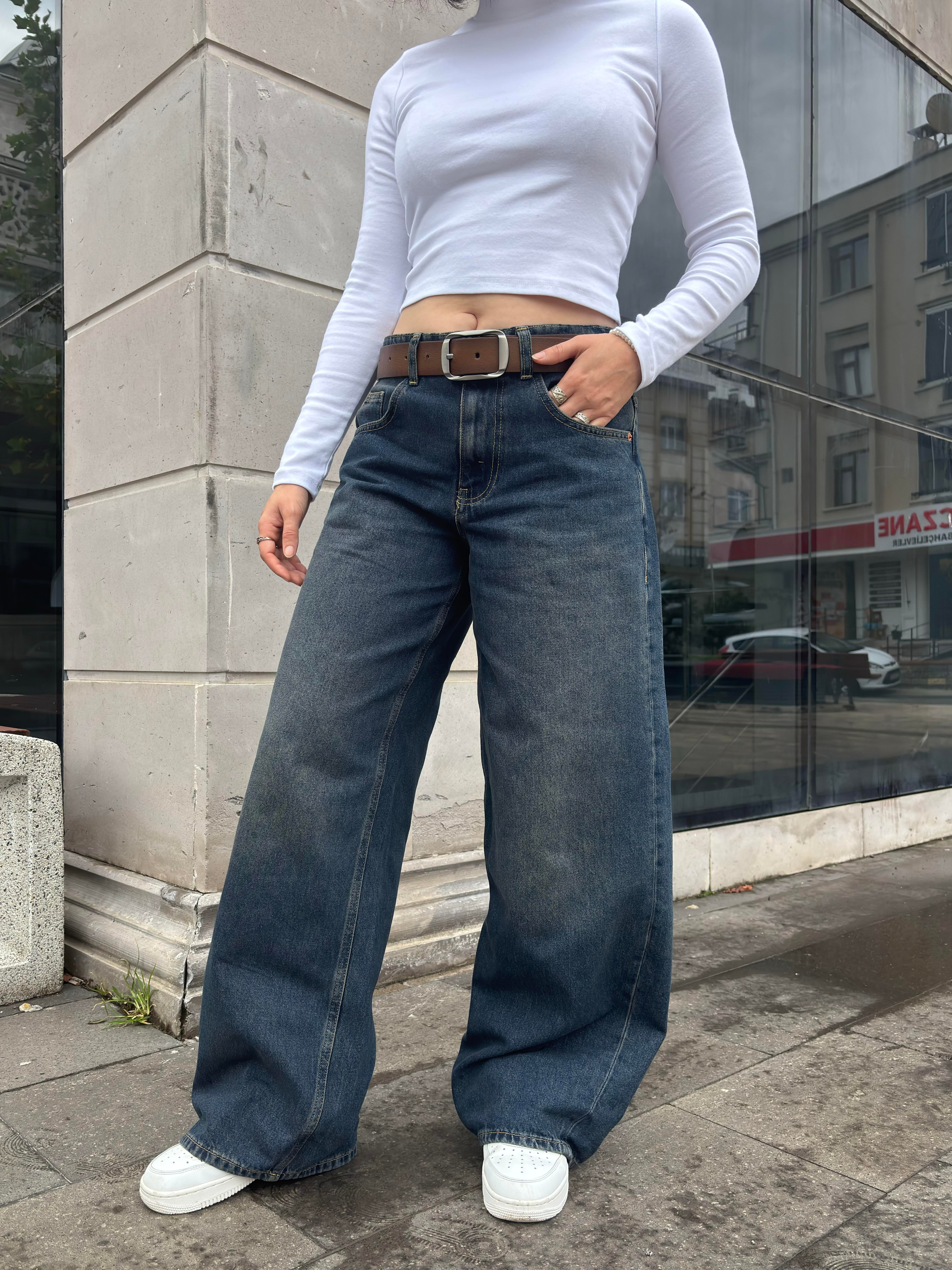  Washed Navy Blue Jaya Baggy Pants