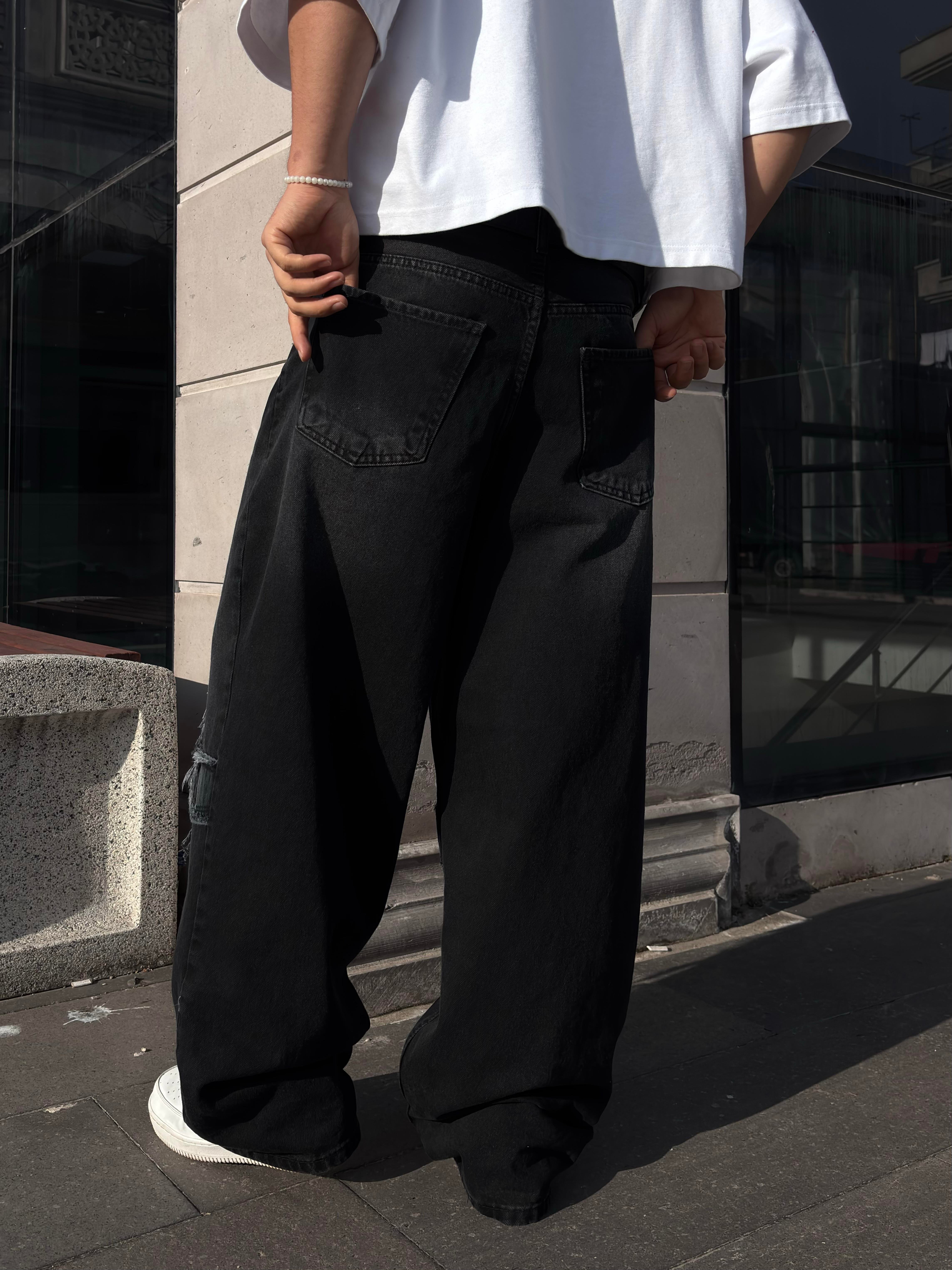 Antrasit Eskitme Ton Plus Tassel Baggy Pants