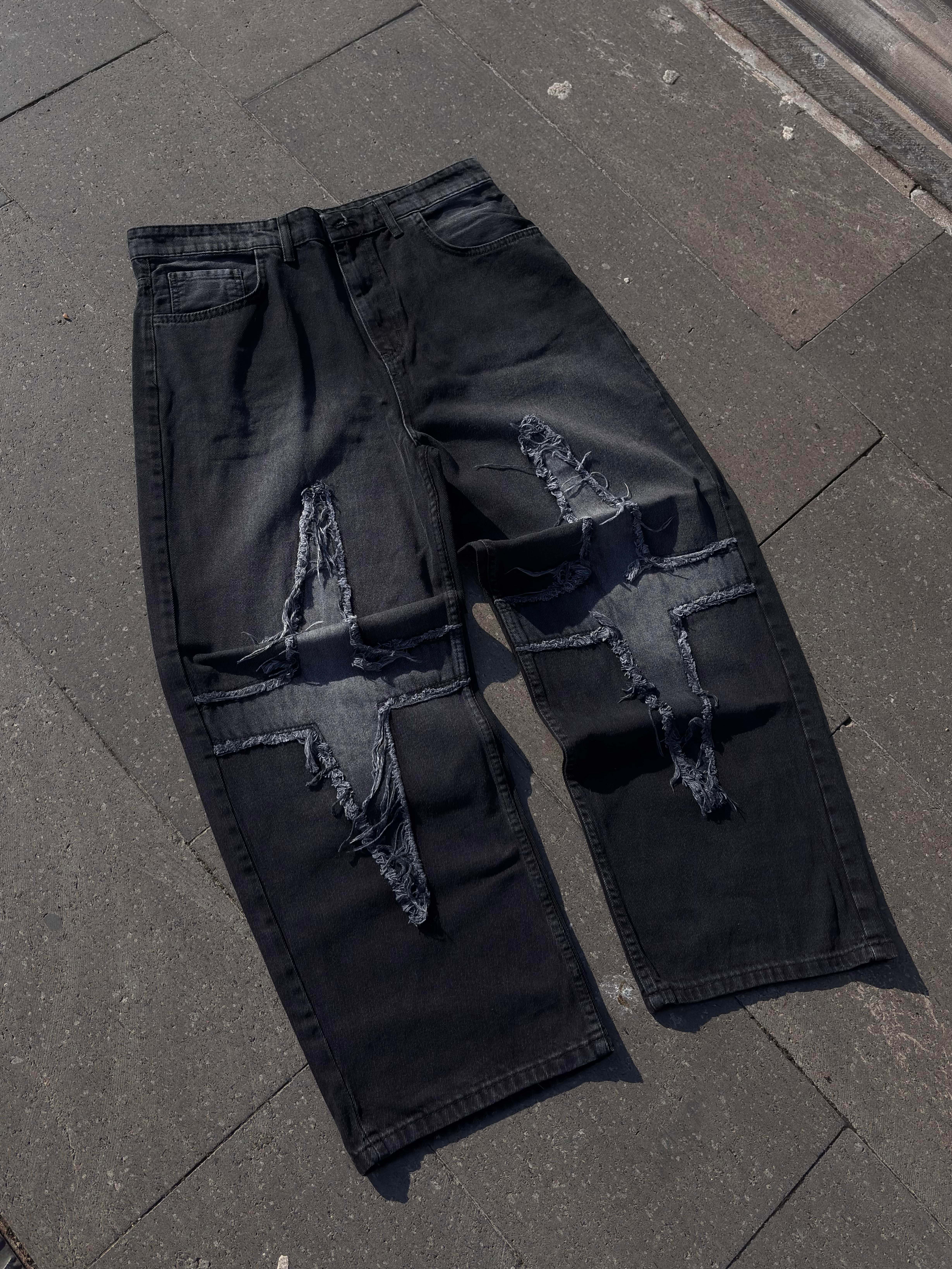 Antrasit Eskitme Ton Plus Tassel Baggy Pants