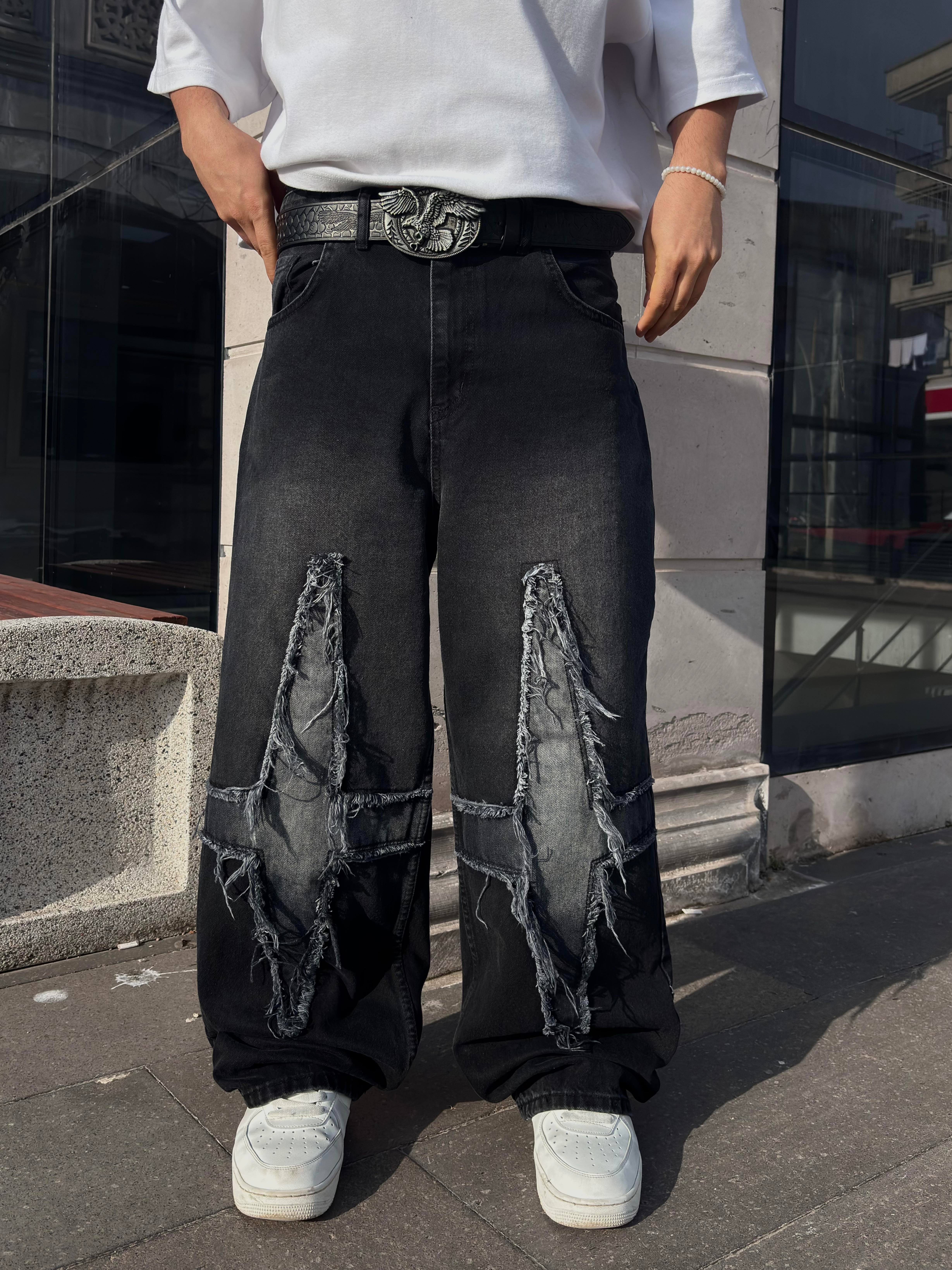 Antrasit Eskitme Ton Plus Tassel Baggy Pants