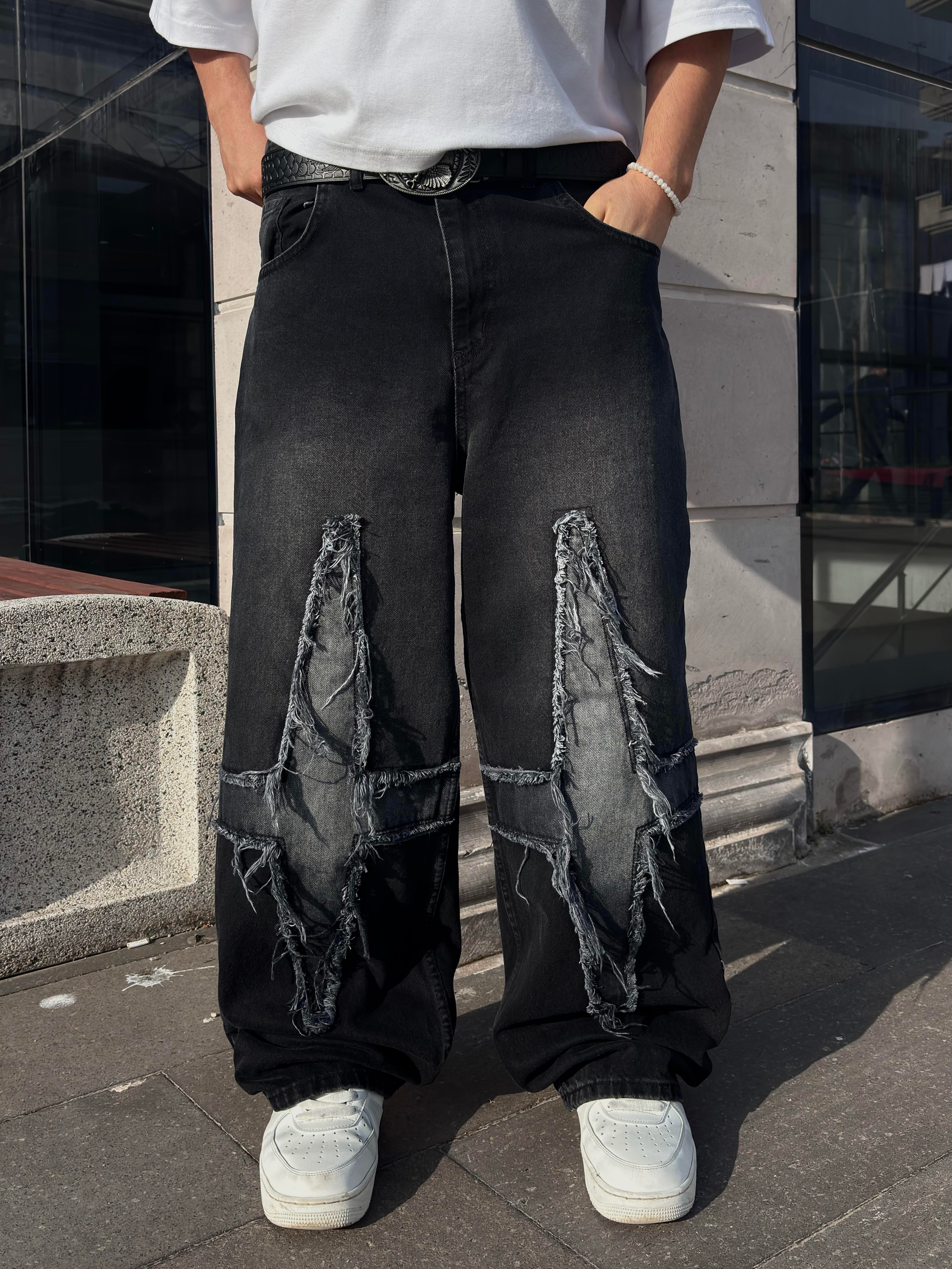 Antrasit Eskitme Ton Plus Tassel Baggy Pants