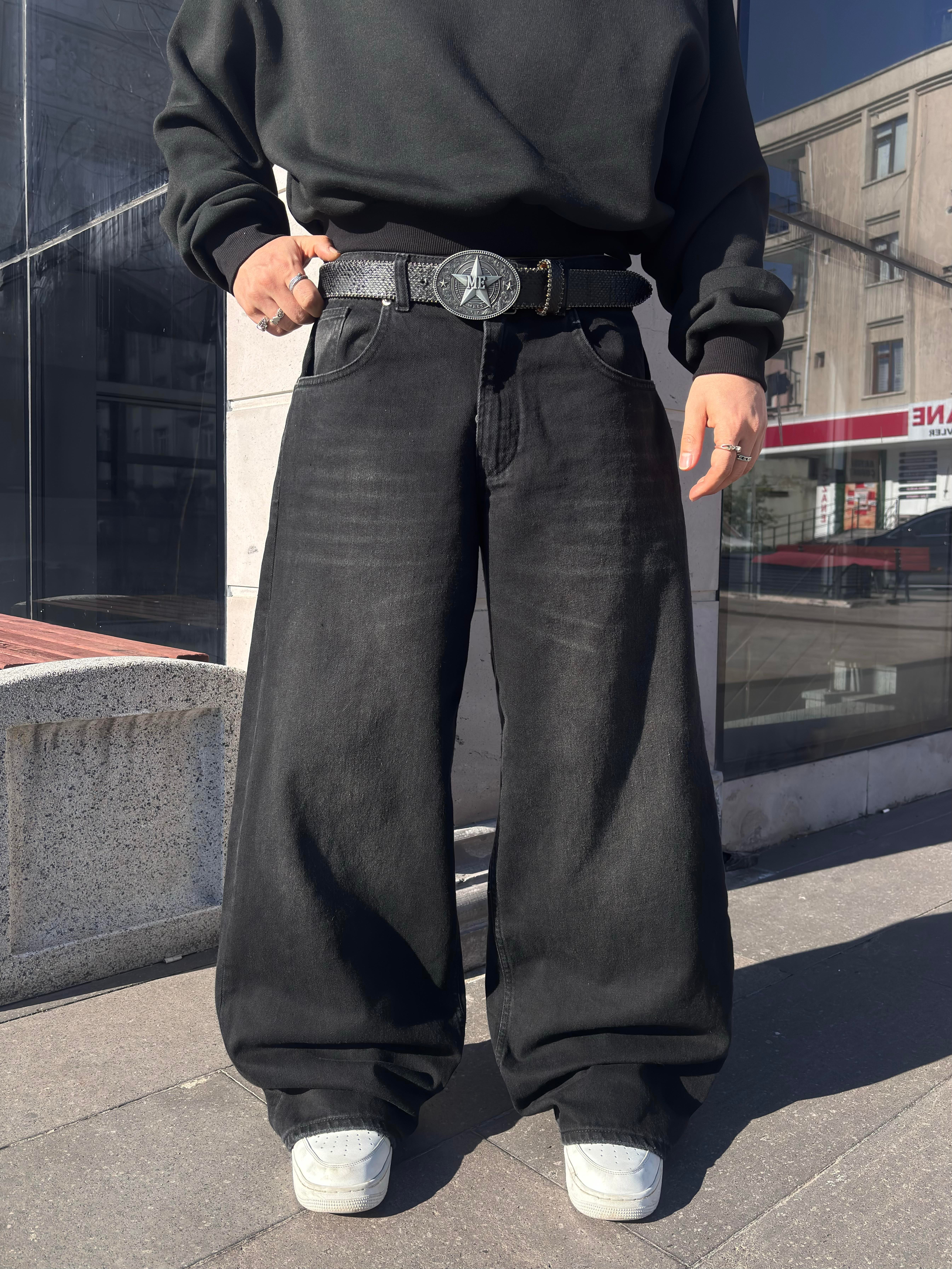 Antrasit Ton Eskitmeli Original Baggy Jeans