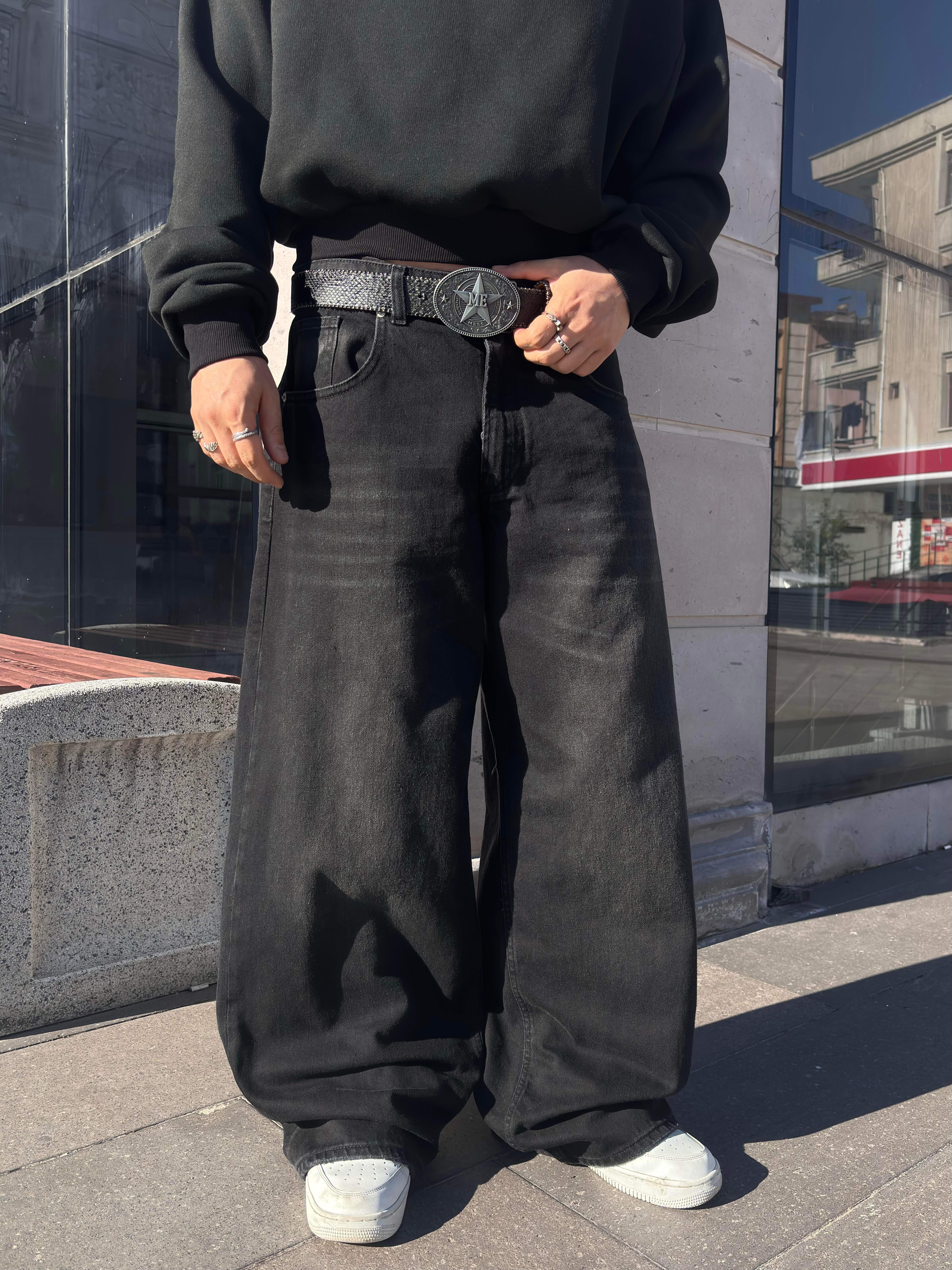 Antrasit Ton Eskitmeli Original Baggy Jeans