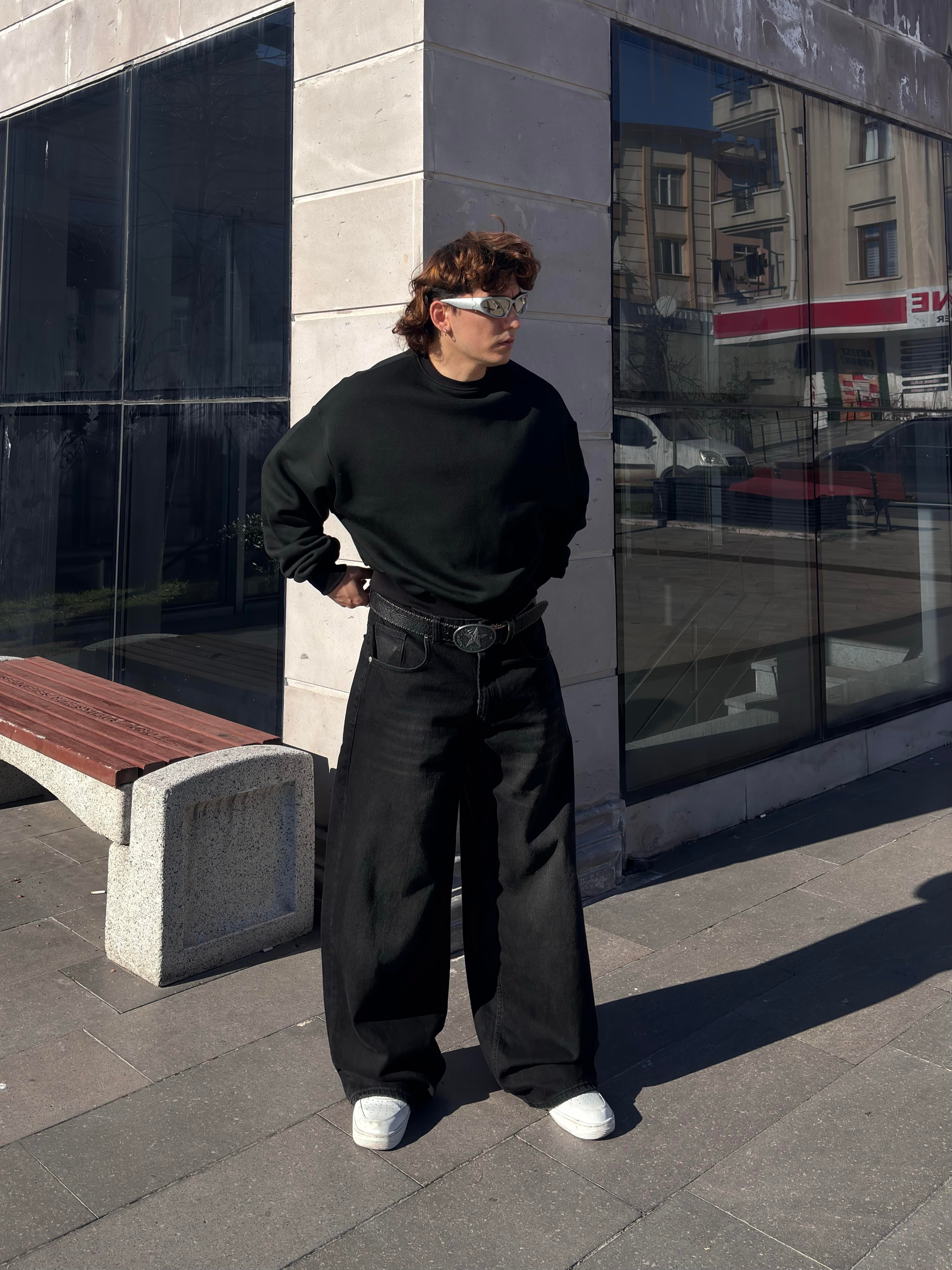 Antrasit Ton Eskitmeli Original Baggy Jeans