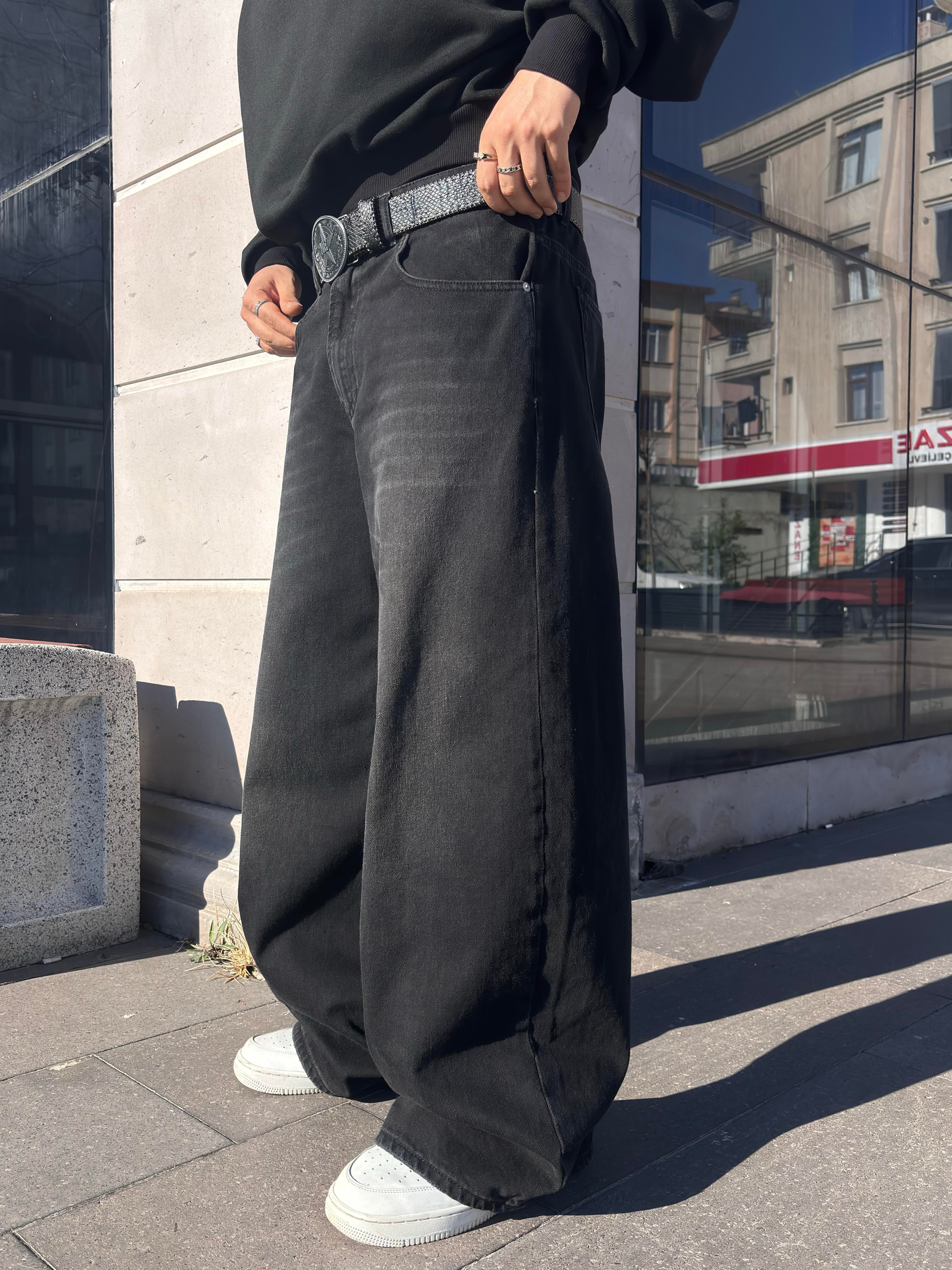 Antrasit Ton Eskitmeli Original Baggy Jeans
