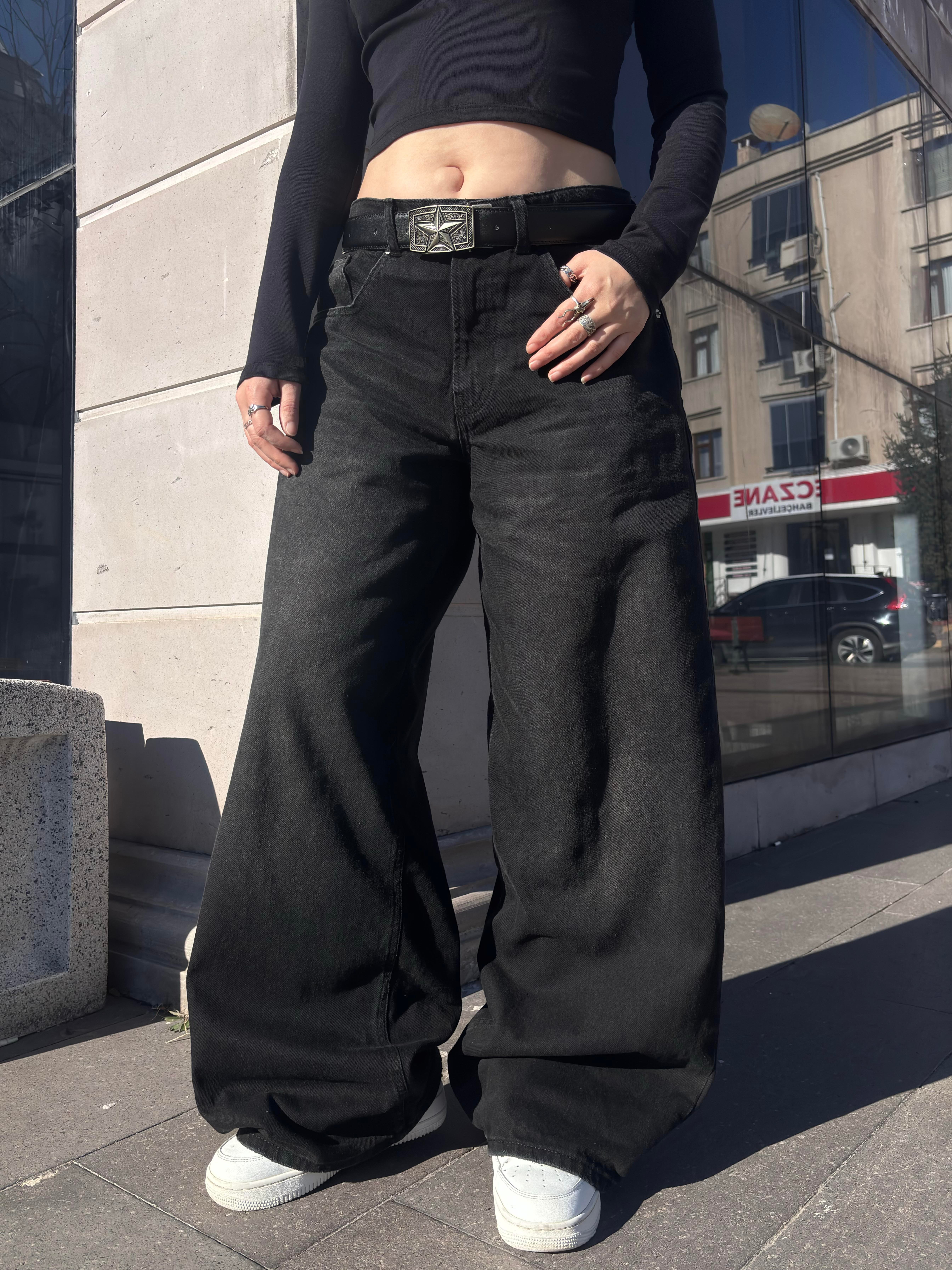 Antrasit Ton Eskitmeli Original Baggy Jeans