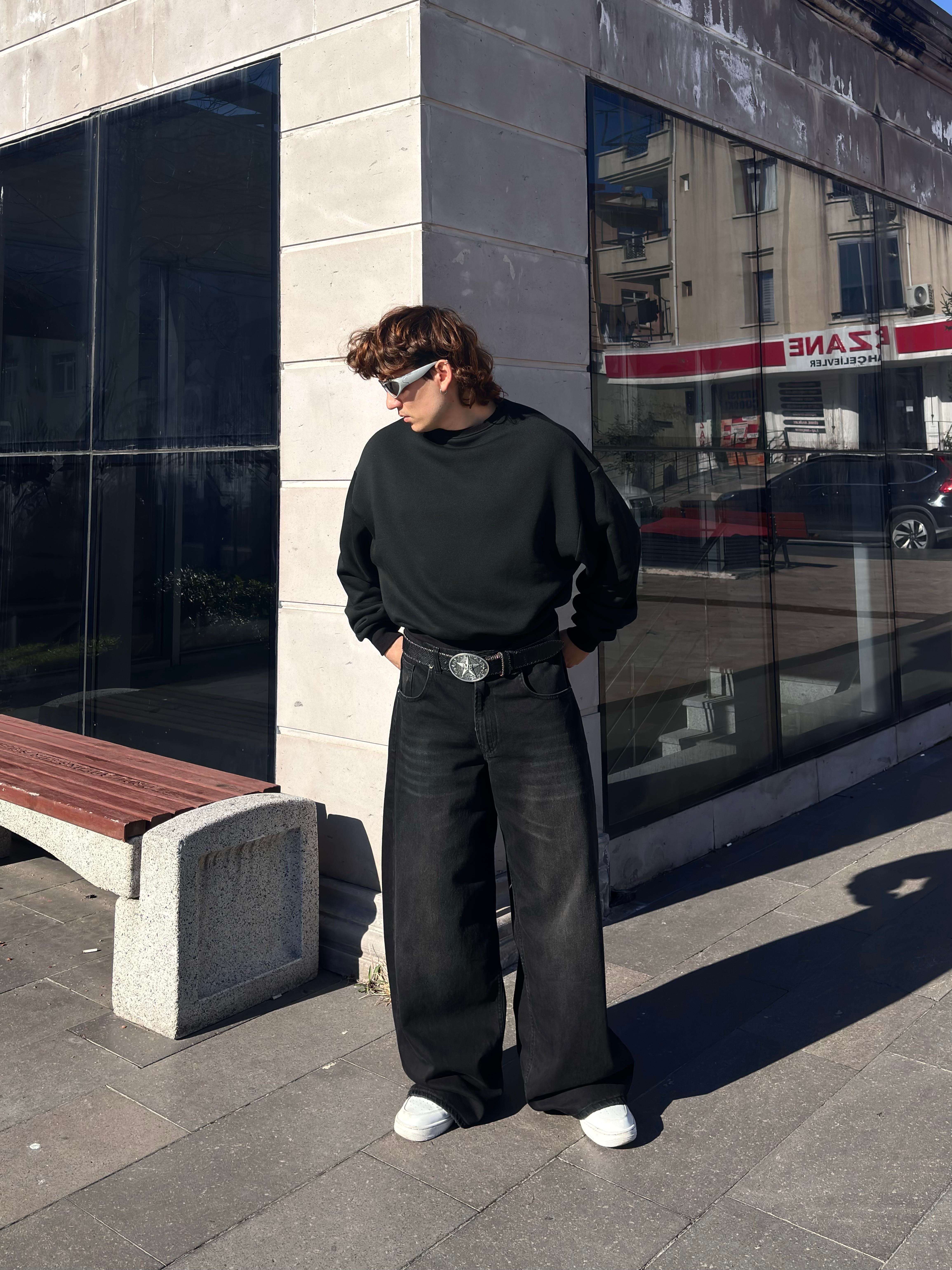 Antrasit Ton Eskitmeli Original Baggy Jeans