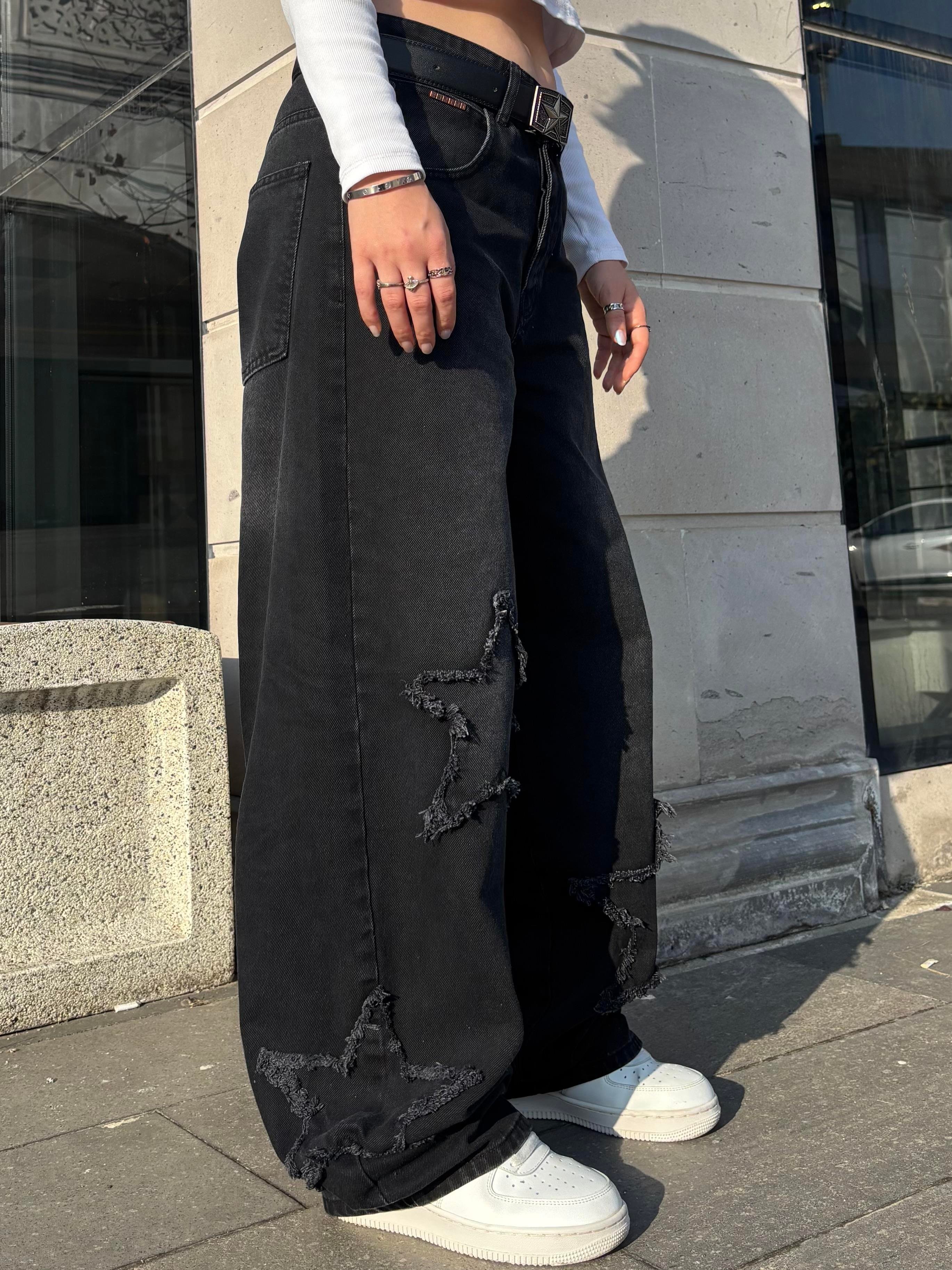 Antrasit Ton Star Detail Baggy Pants