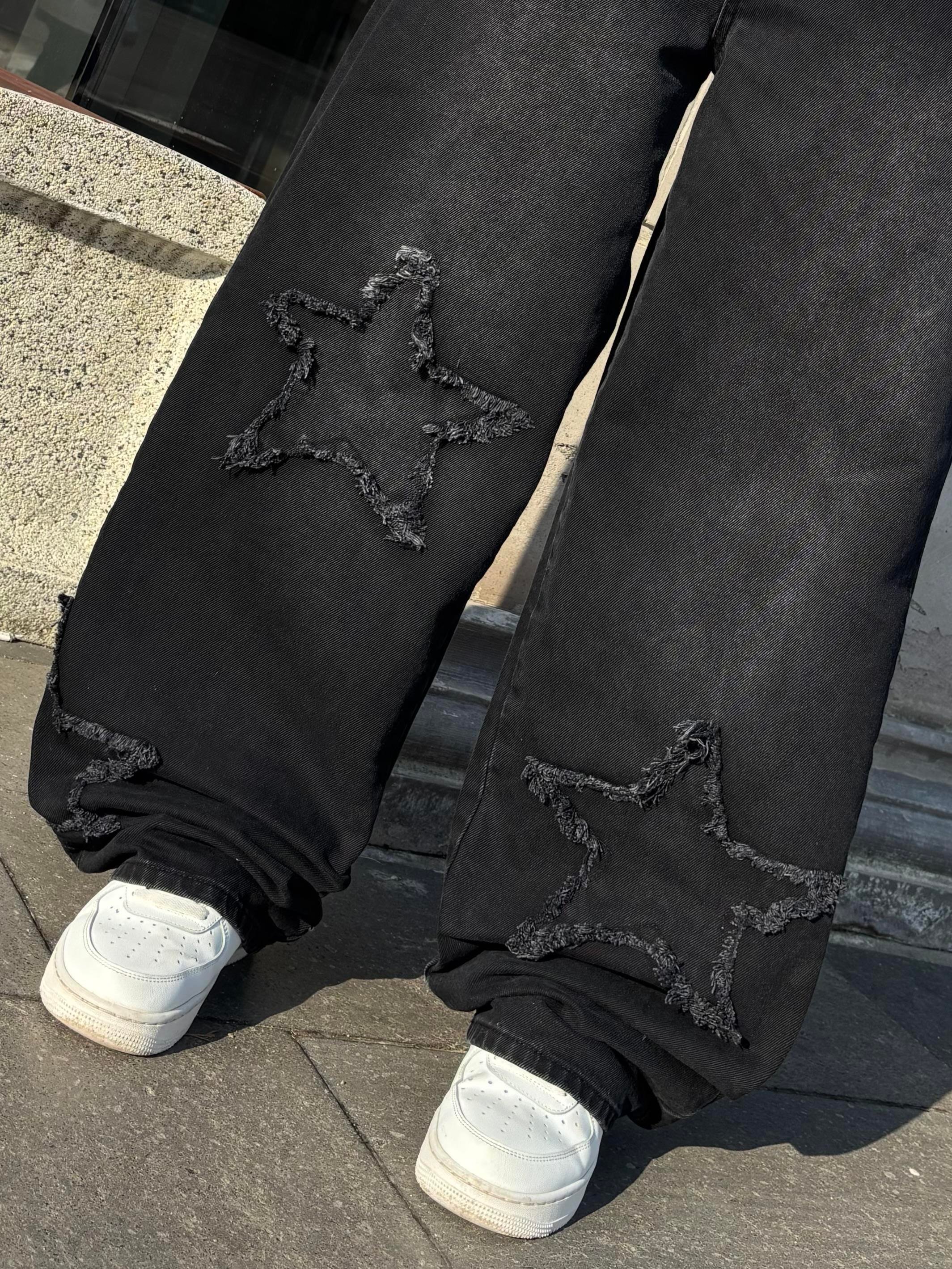 Antrasit Ton Star Detail Baggy Pants