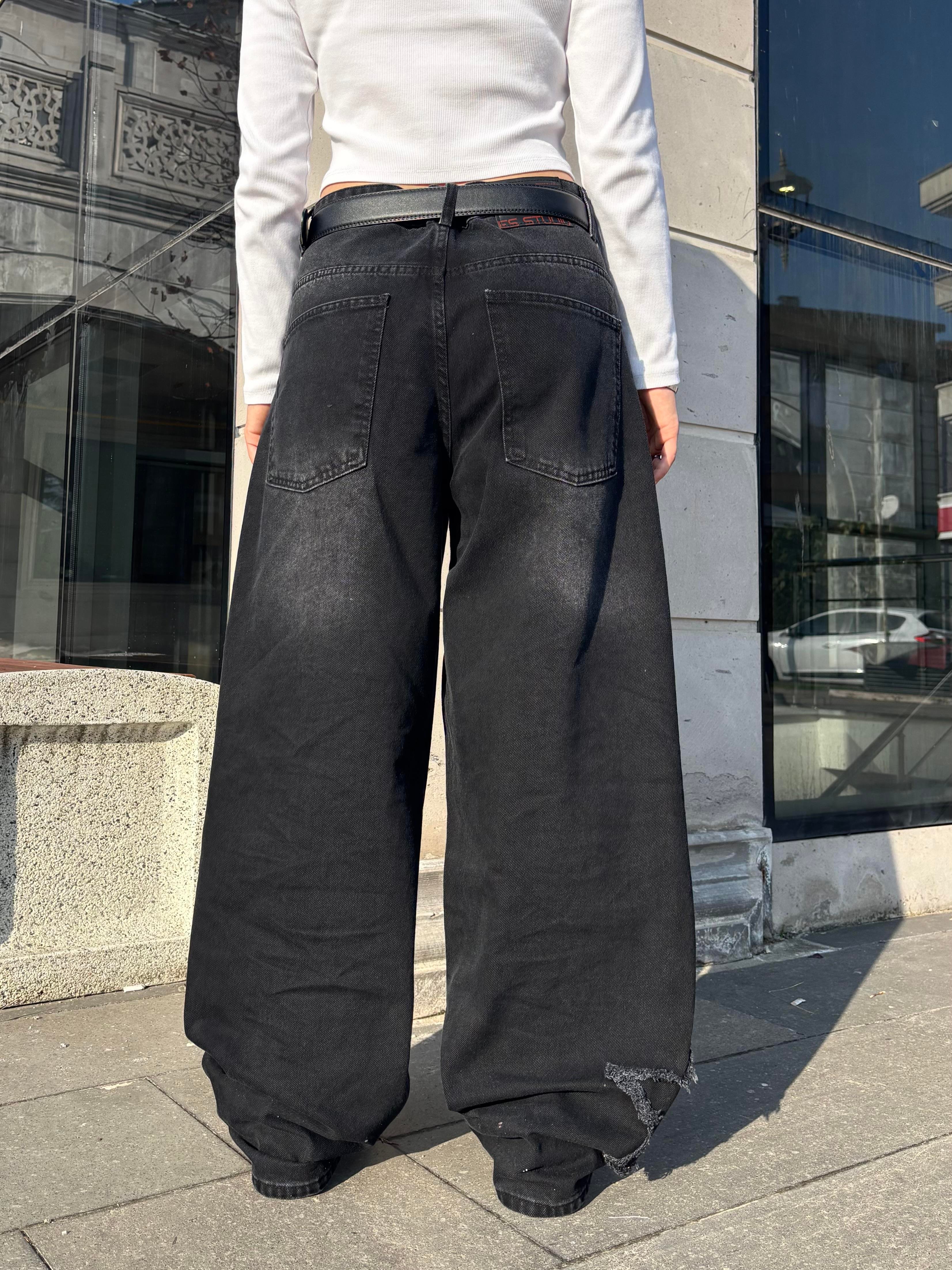 Antrasit Ton Star Detail Baggy Pants