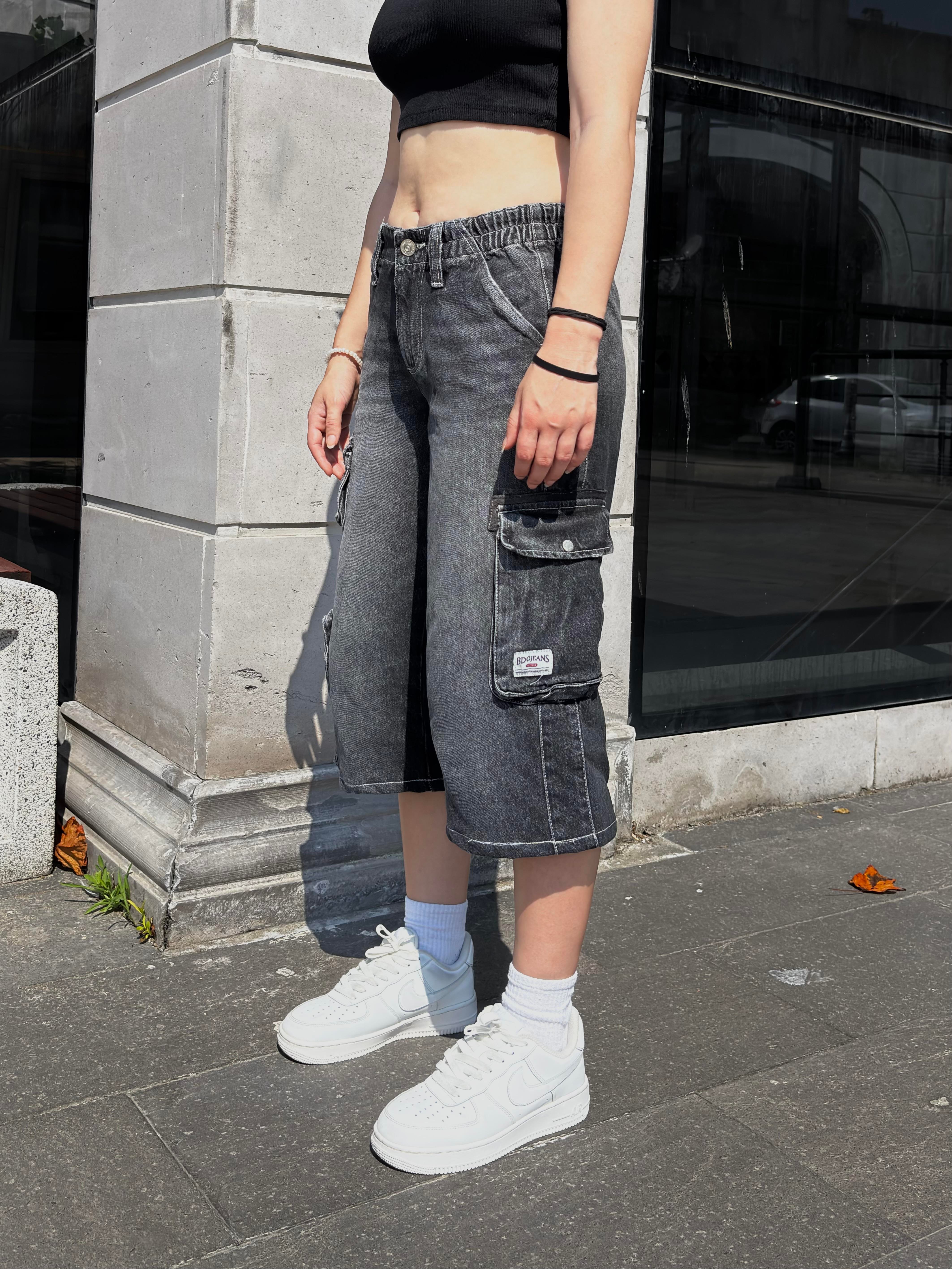 Antrasit Tone Multi Pocket Cargo Jorts