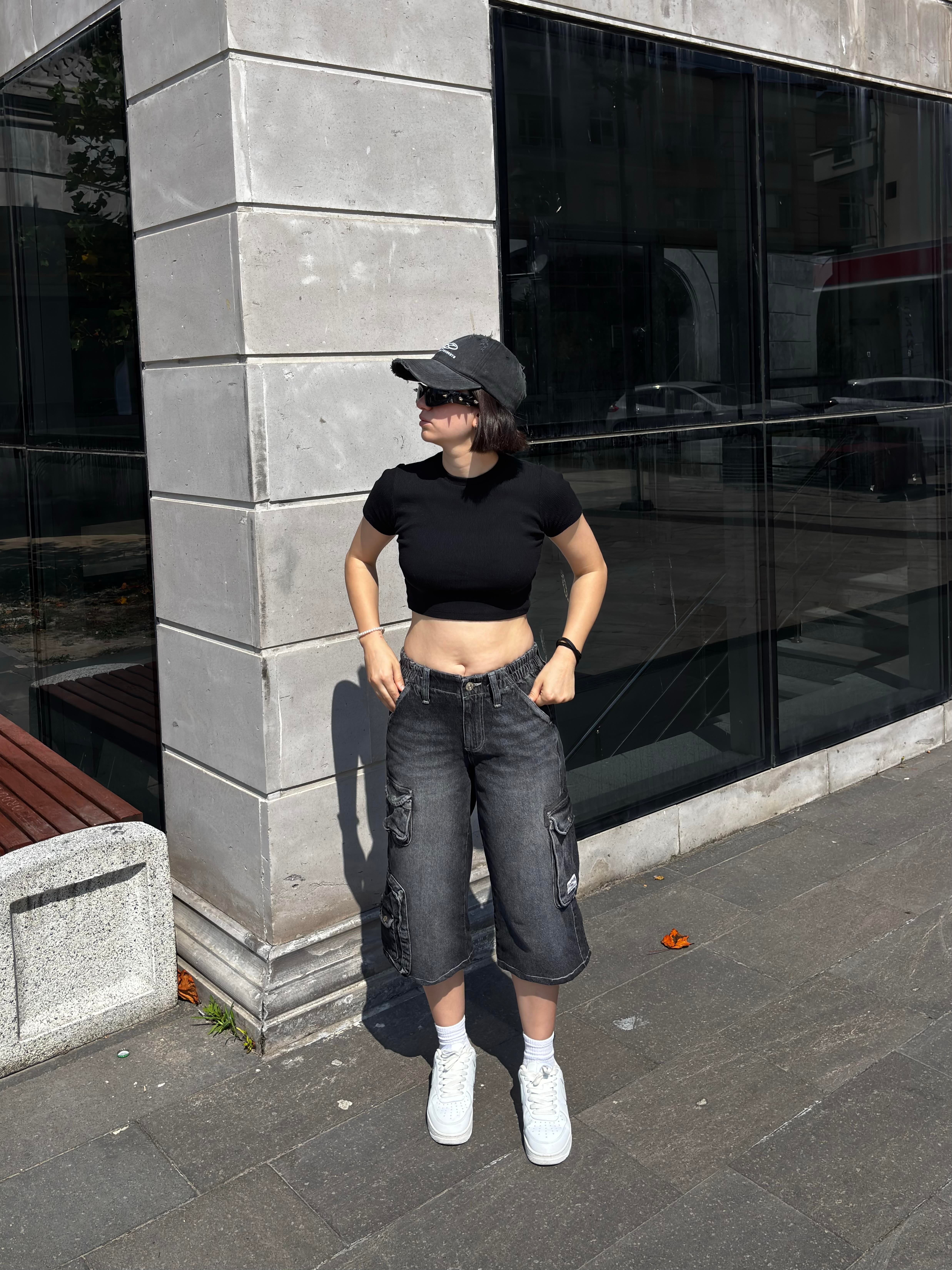 Antrasit Tone Multi Pocket Cargo Jorts
