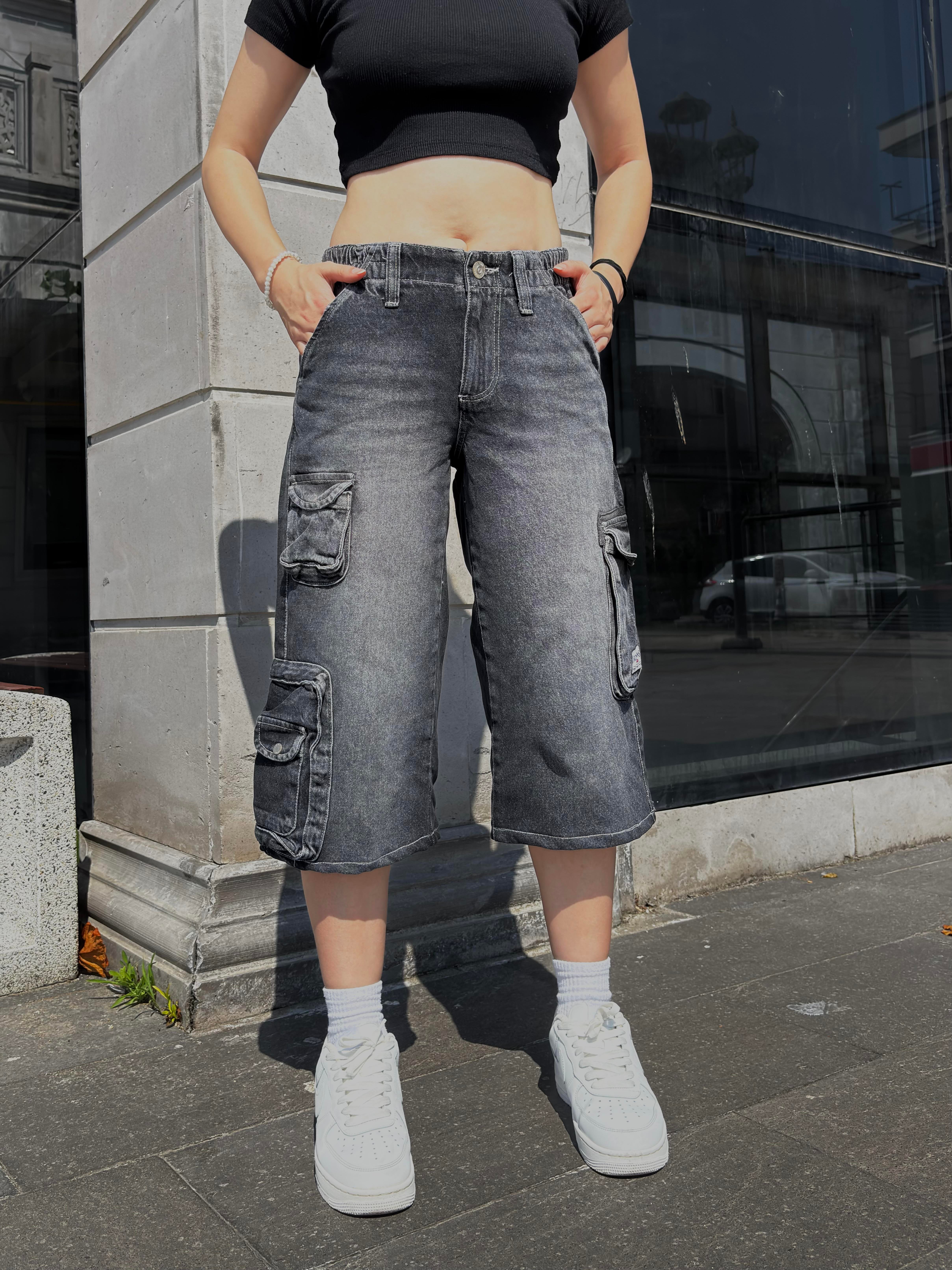 Antrasit Tone Multi Pocket Cargo Jorts