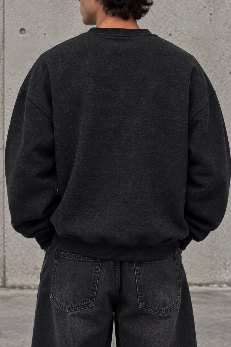 Antrasit Washed Tone Extra Oversized Bomber Sweatshirt