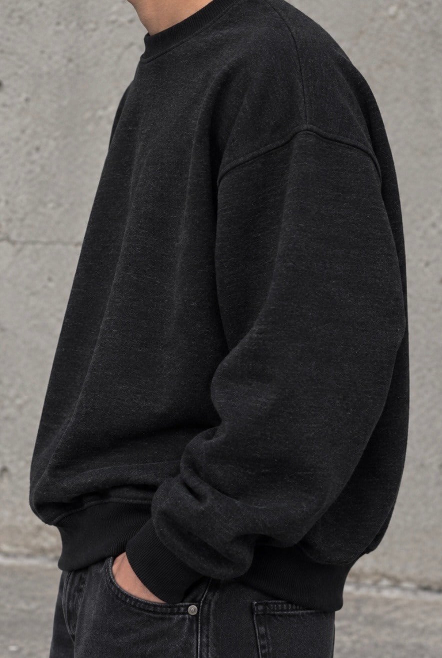 Antrasit Washed Tone Extra Oversized Bomber Sweatshirt