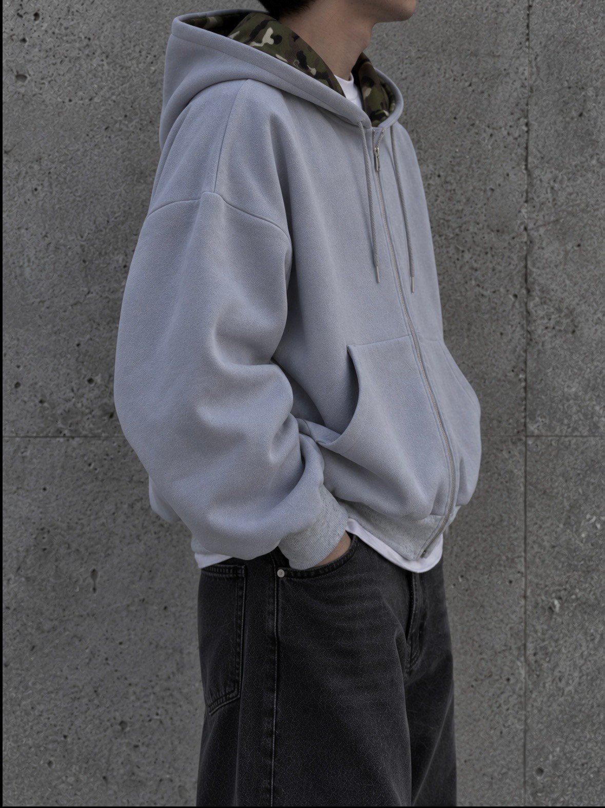 Arctic Camo Zip Oversize Hoodie