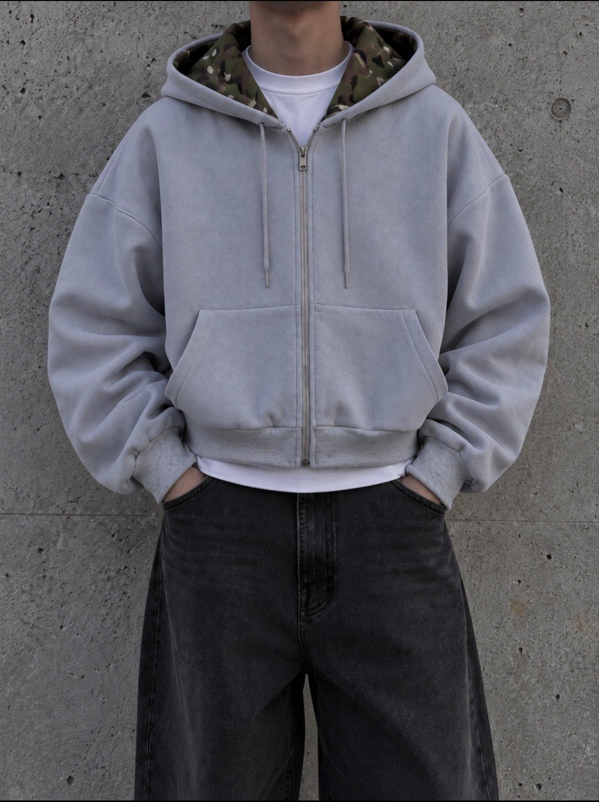 Arctic Camo Zip Oversize Hoodie