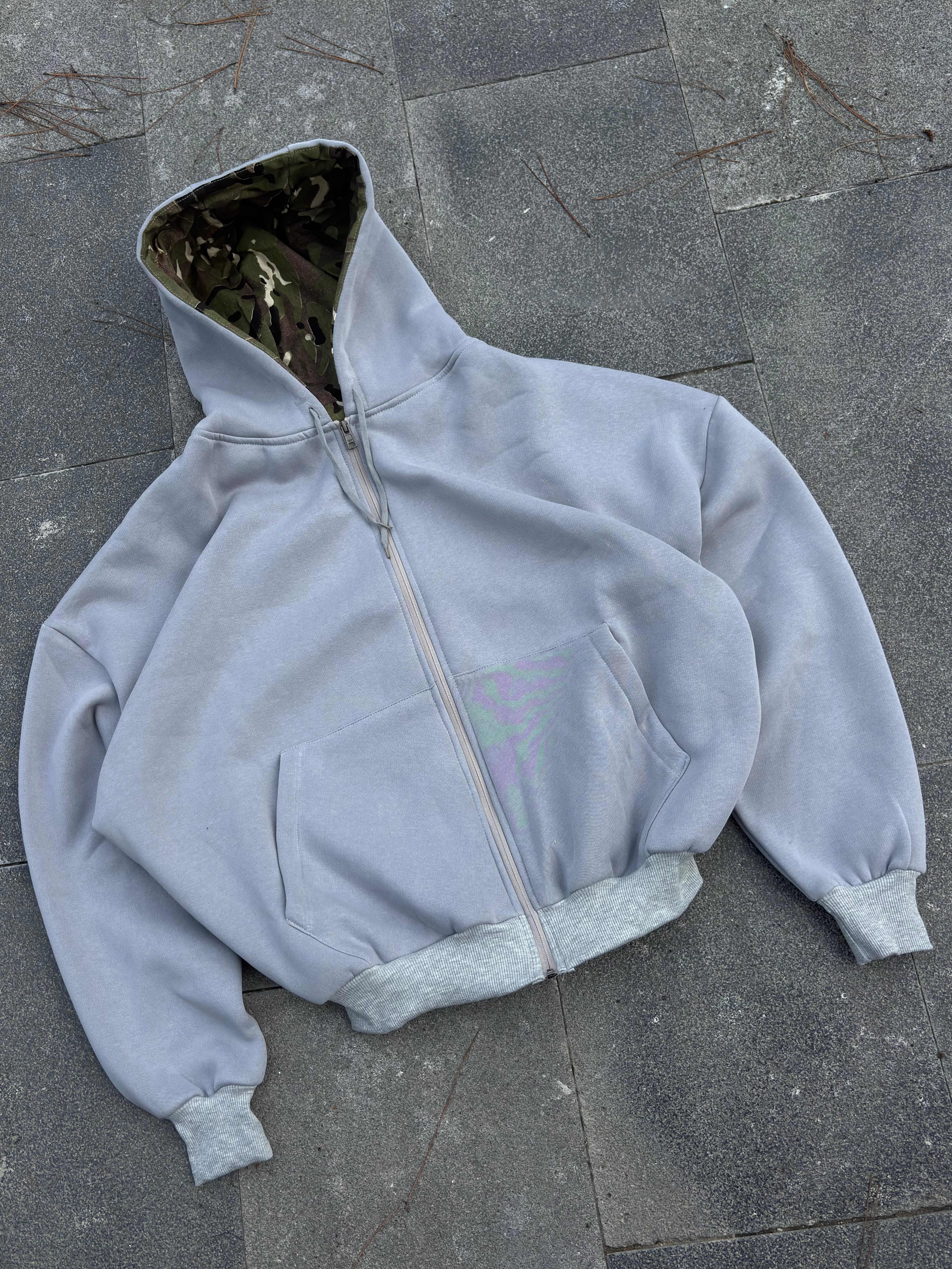 Arctic Camo Zip Oversize Hoodie