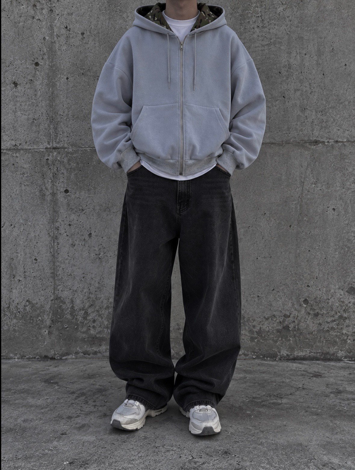 Arctic Camo Zip Oversize Hoodie