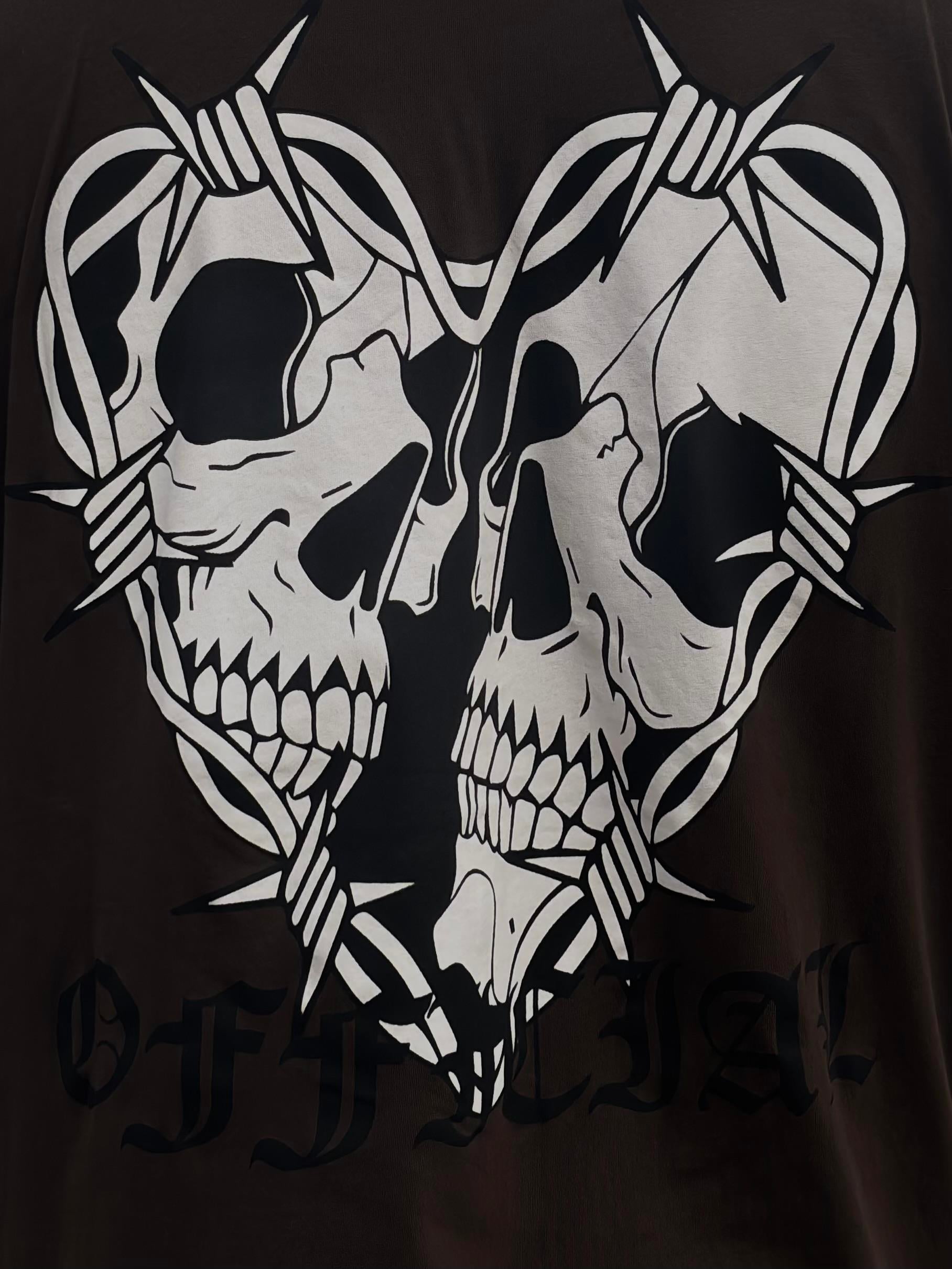 Barbed Wire Skeleton Baskılı T-shirt