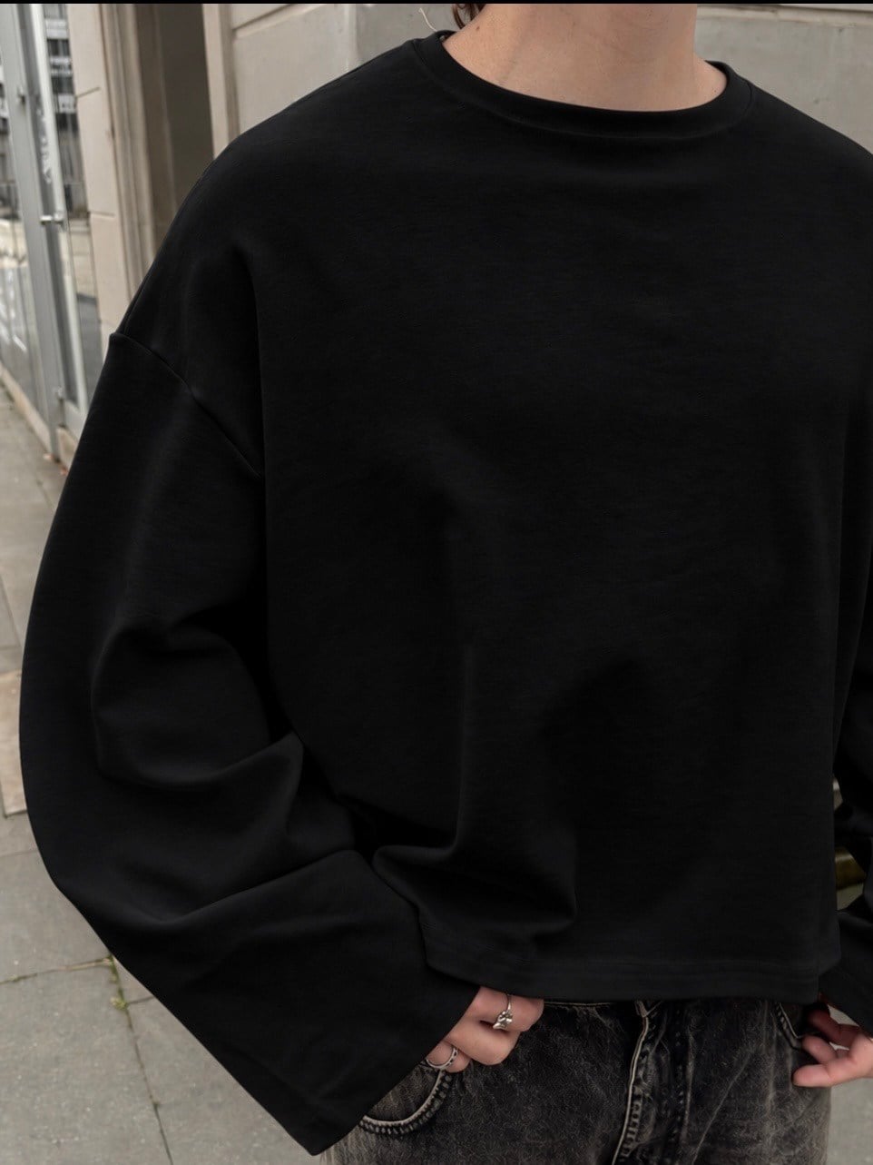 Black Core Oversized Boxy Sweat