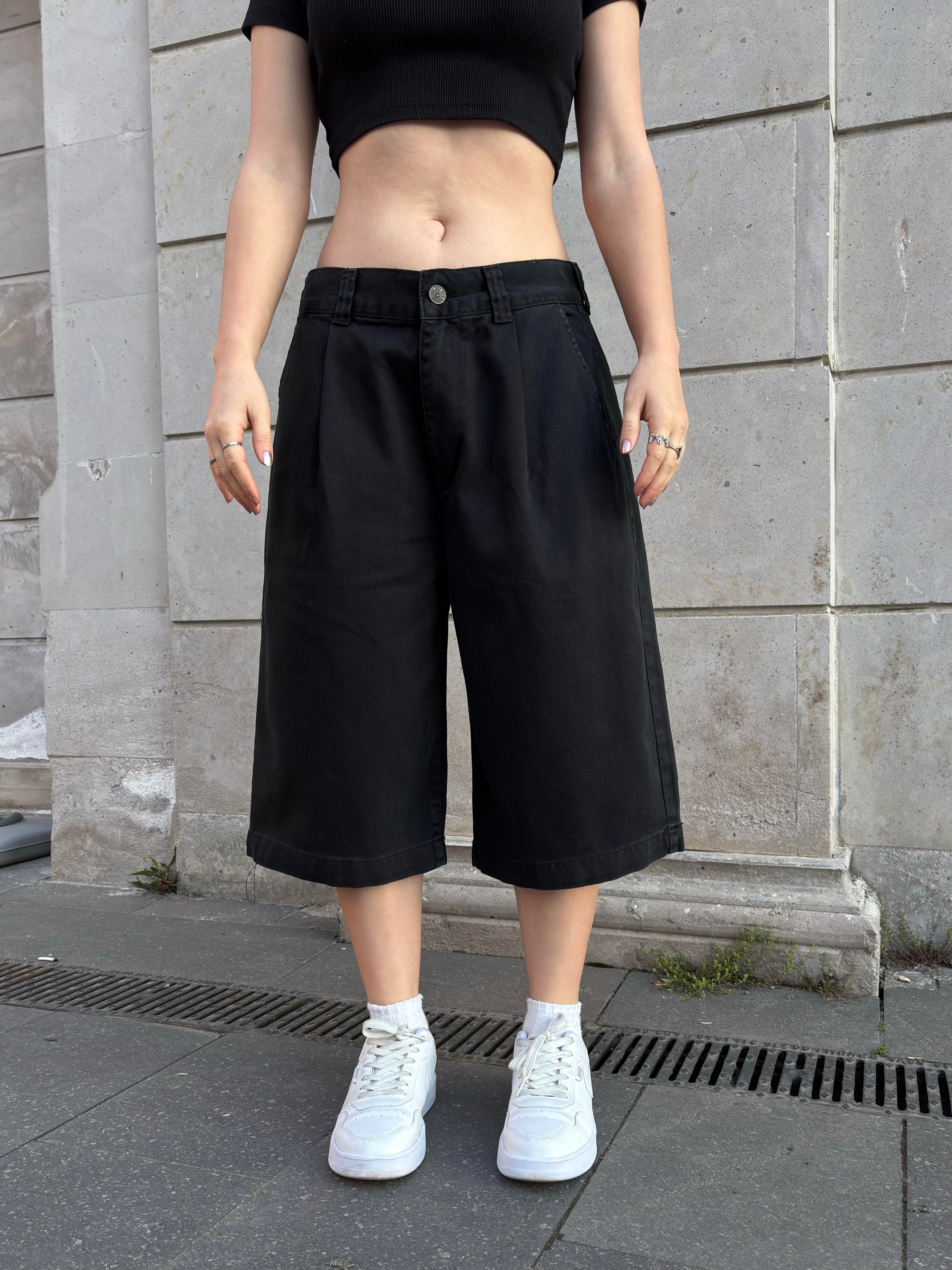 Black Neo Skate Denim Jorts