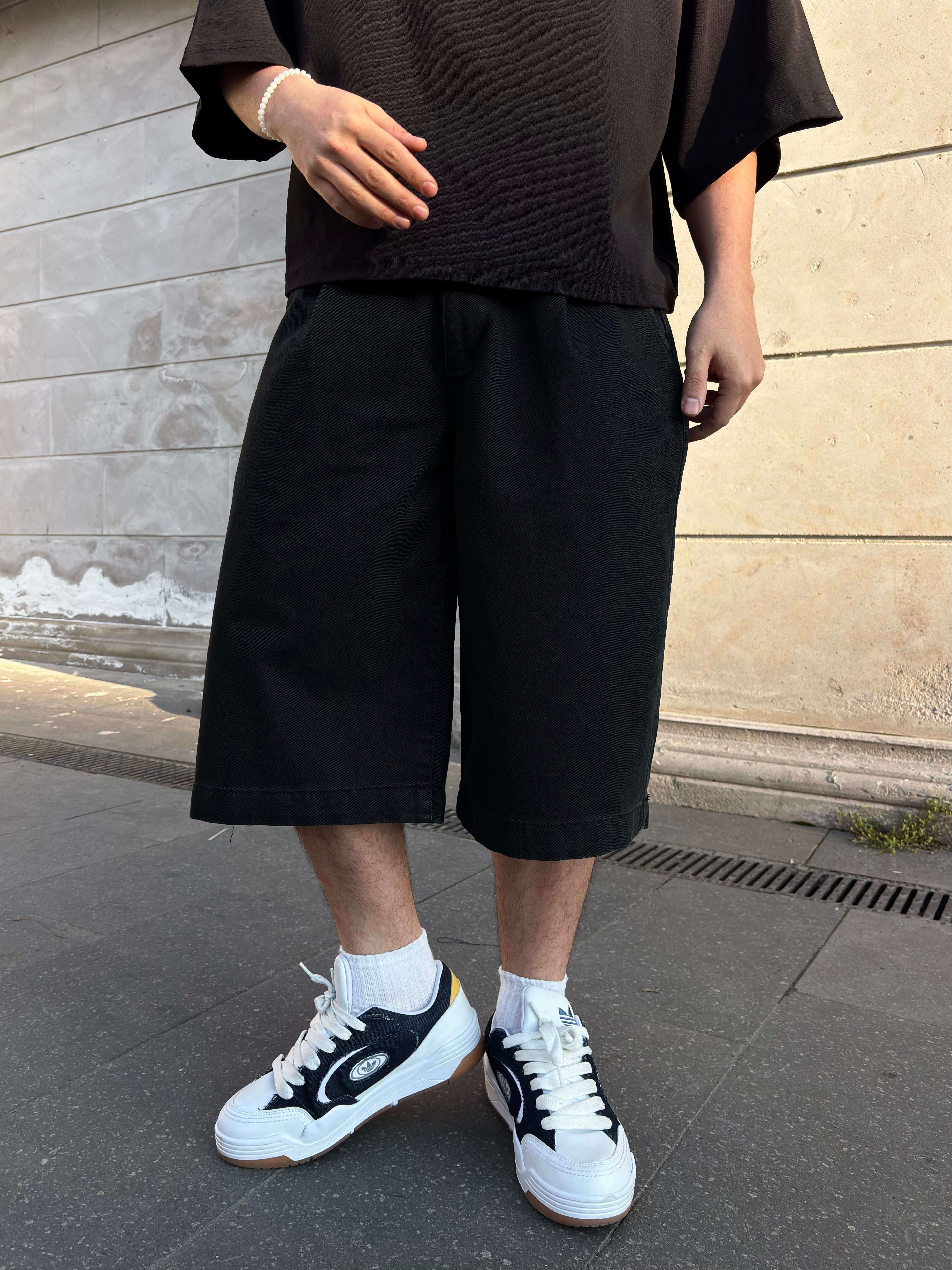 Black Neo Skate Denim Jorts