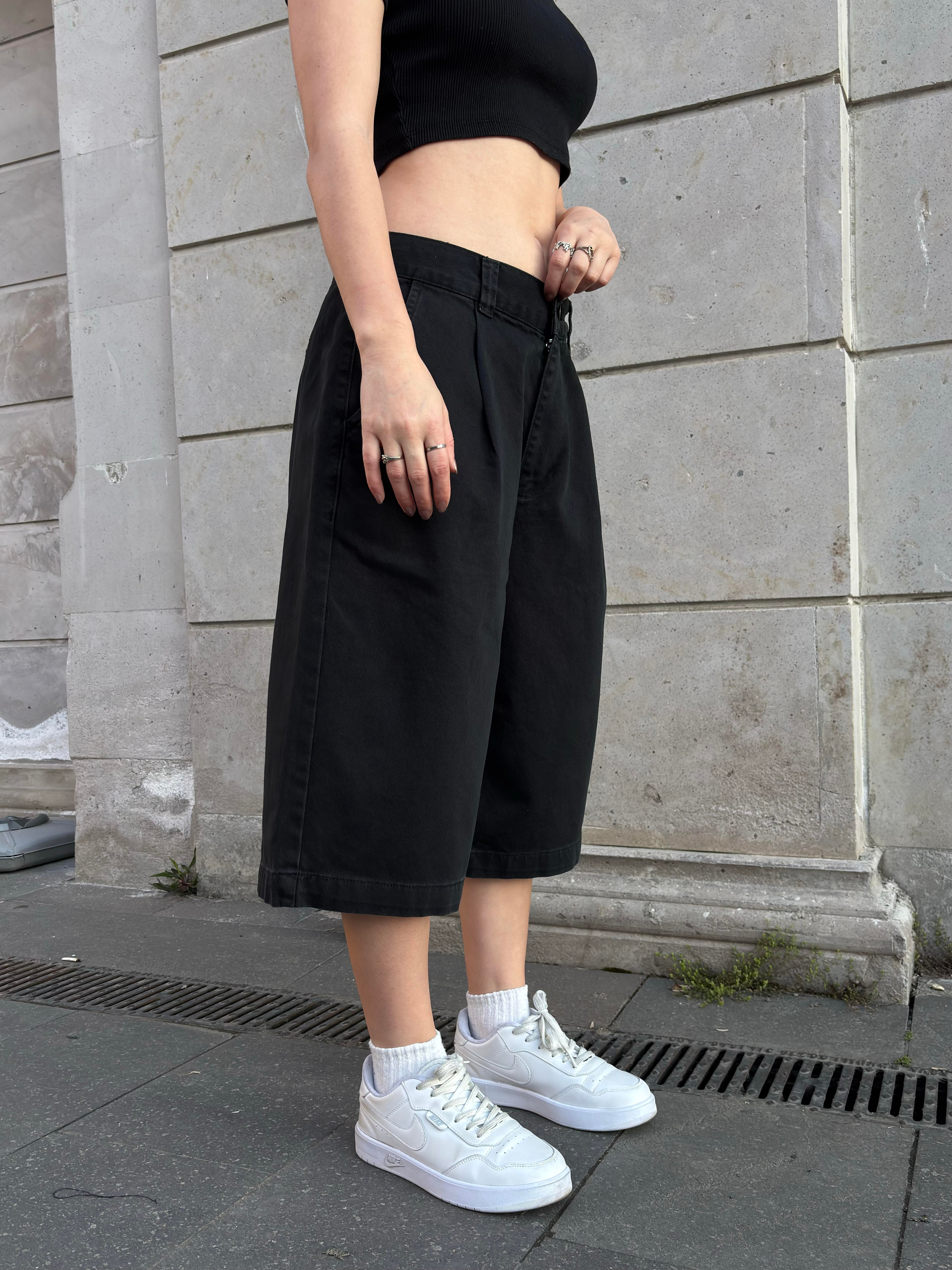 Black Neo Skate Denim Jorts