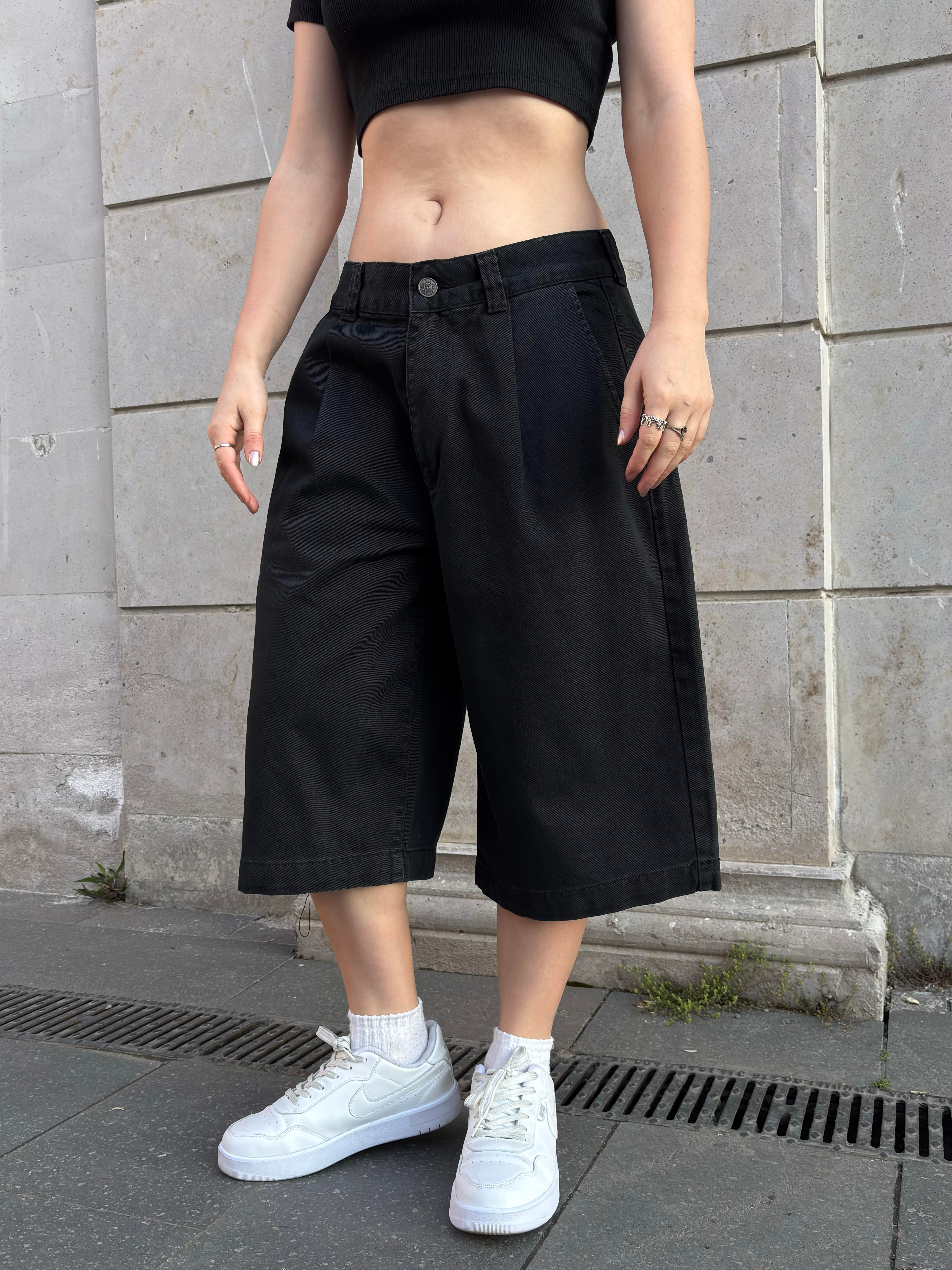 Black Neo Skate Denim Jorts