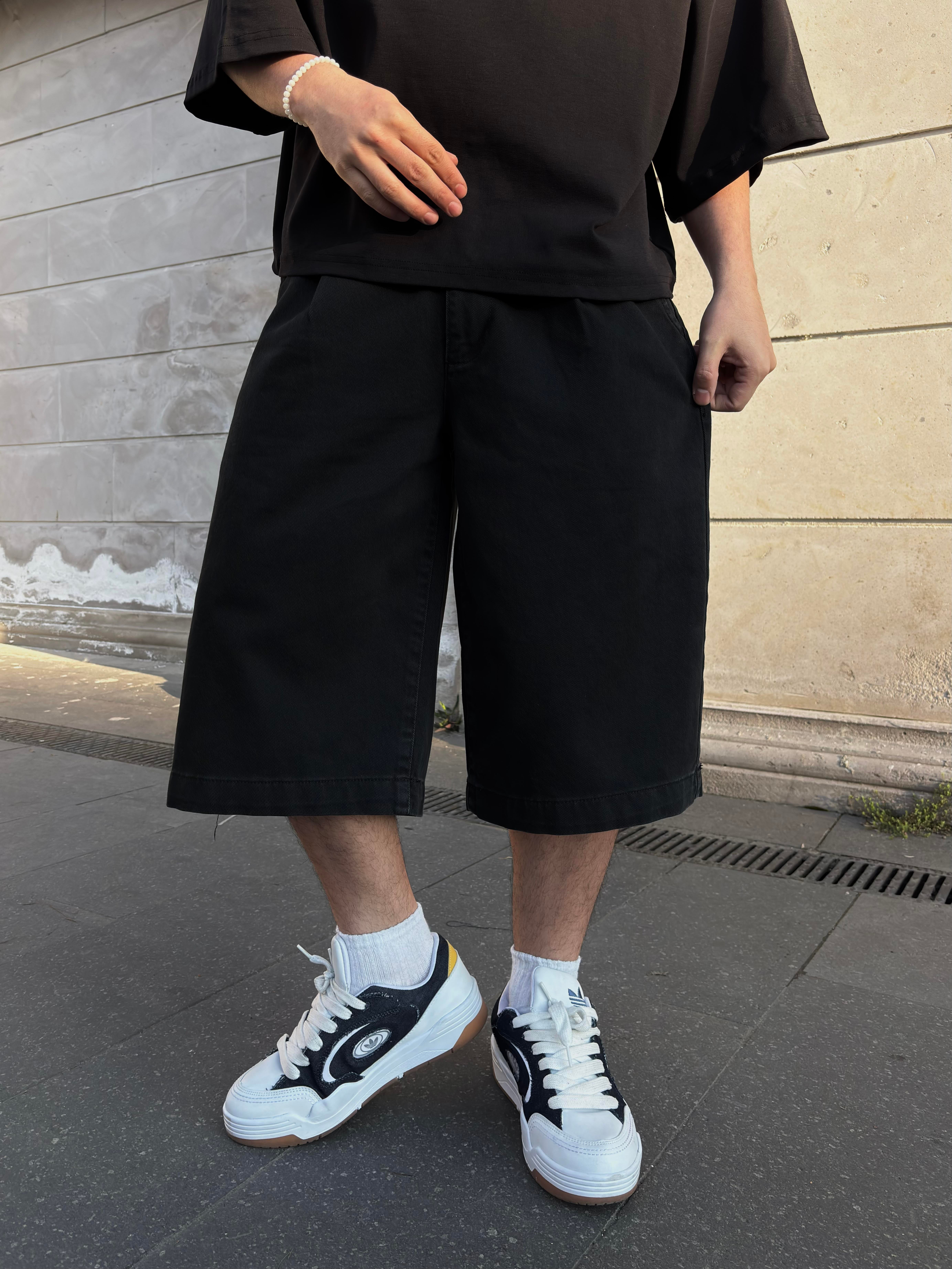 Black Neo Skate Denim Jorts