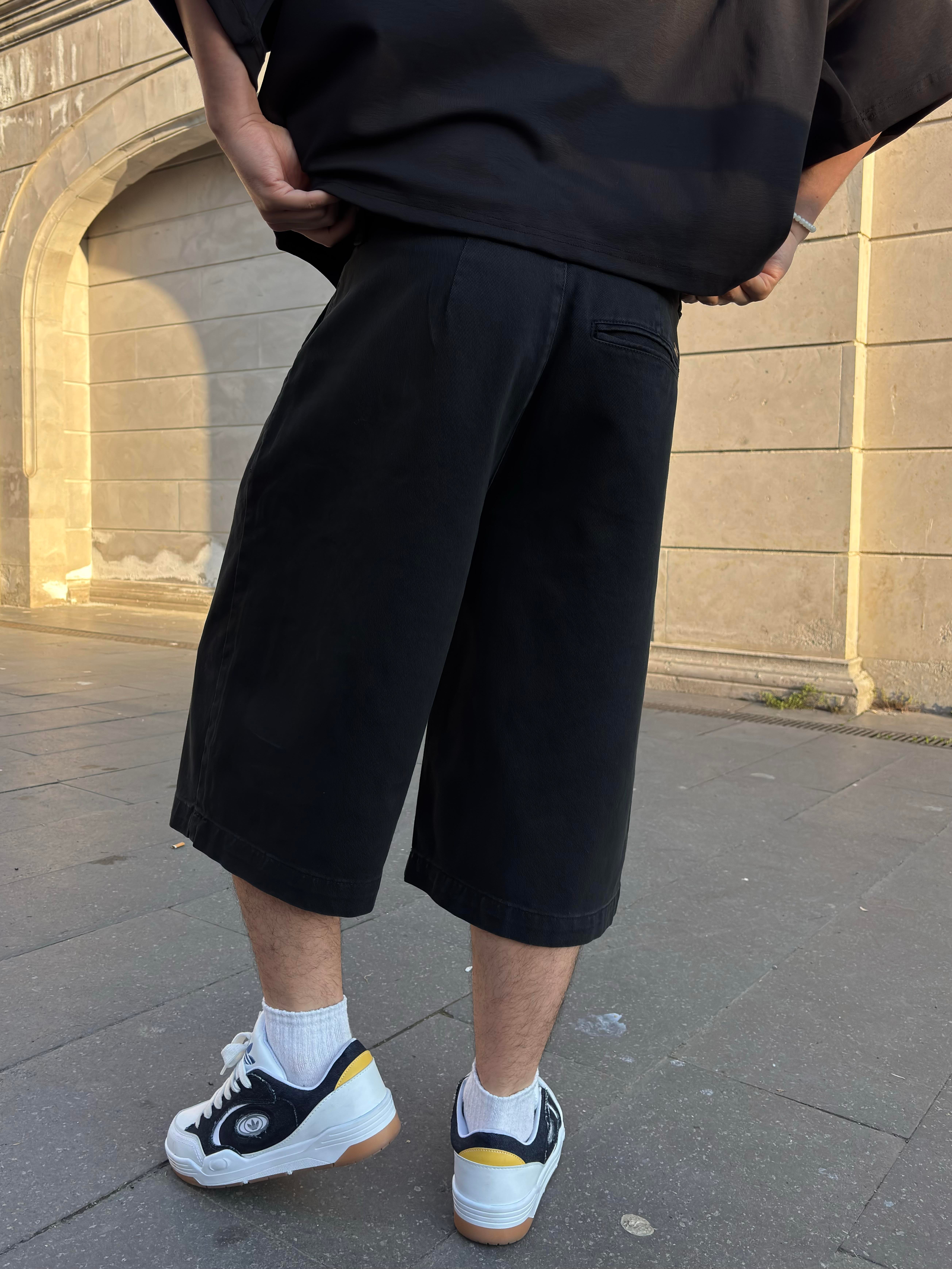 Black Neo Skate Denim Jorts