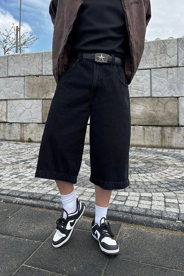 Black Neo Skate Pinstripe Jorts