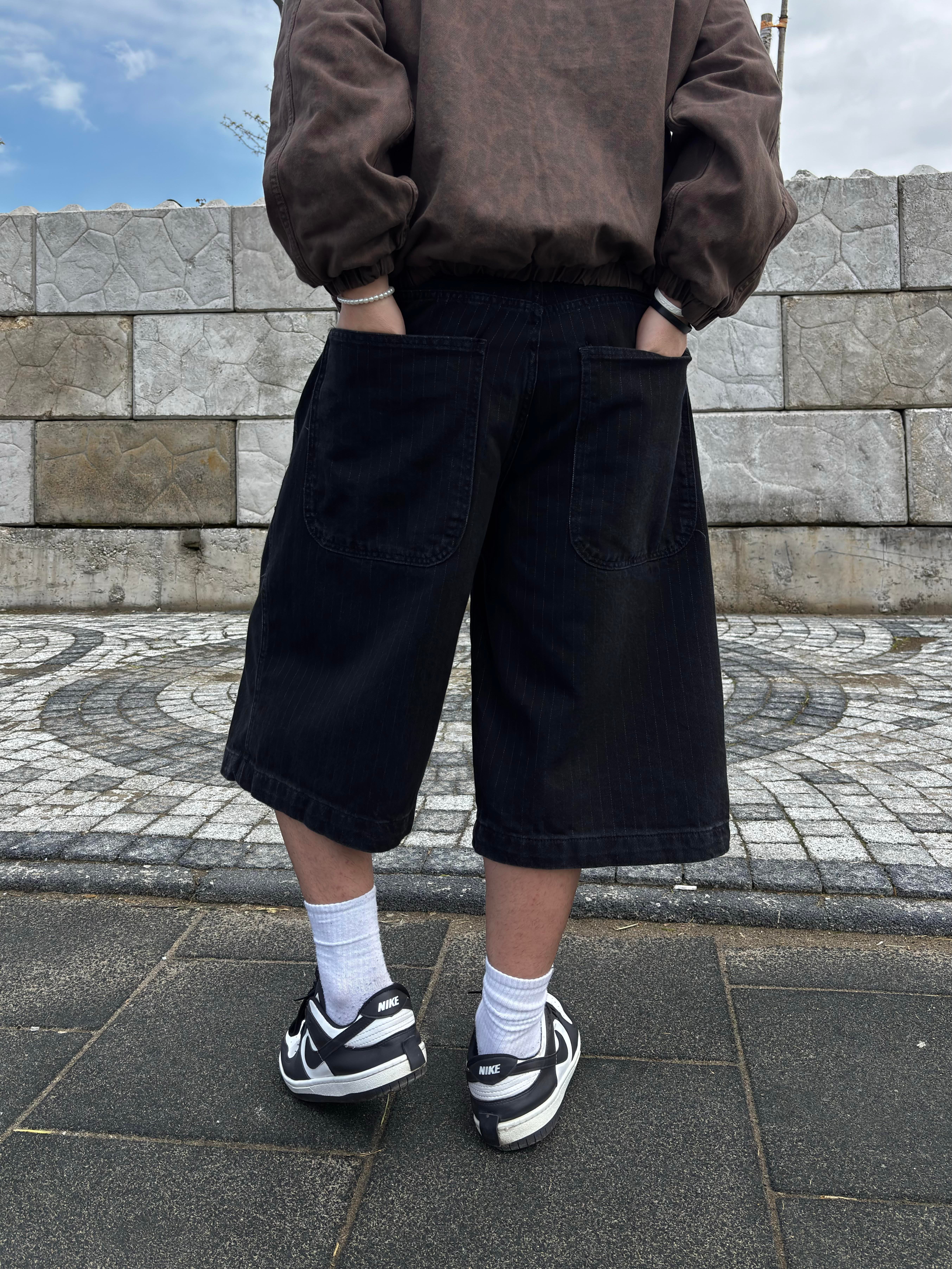 Black Neo Skate Pinstripe Jorts