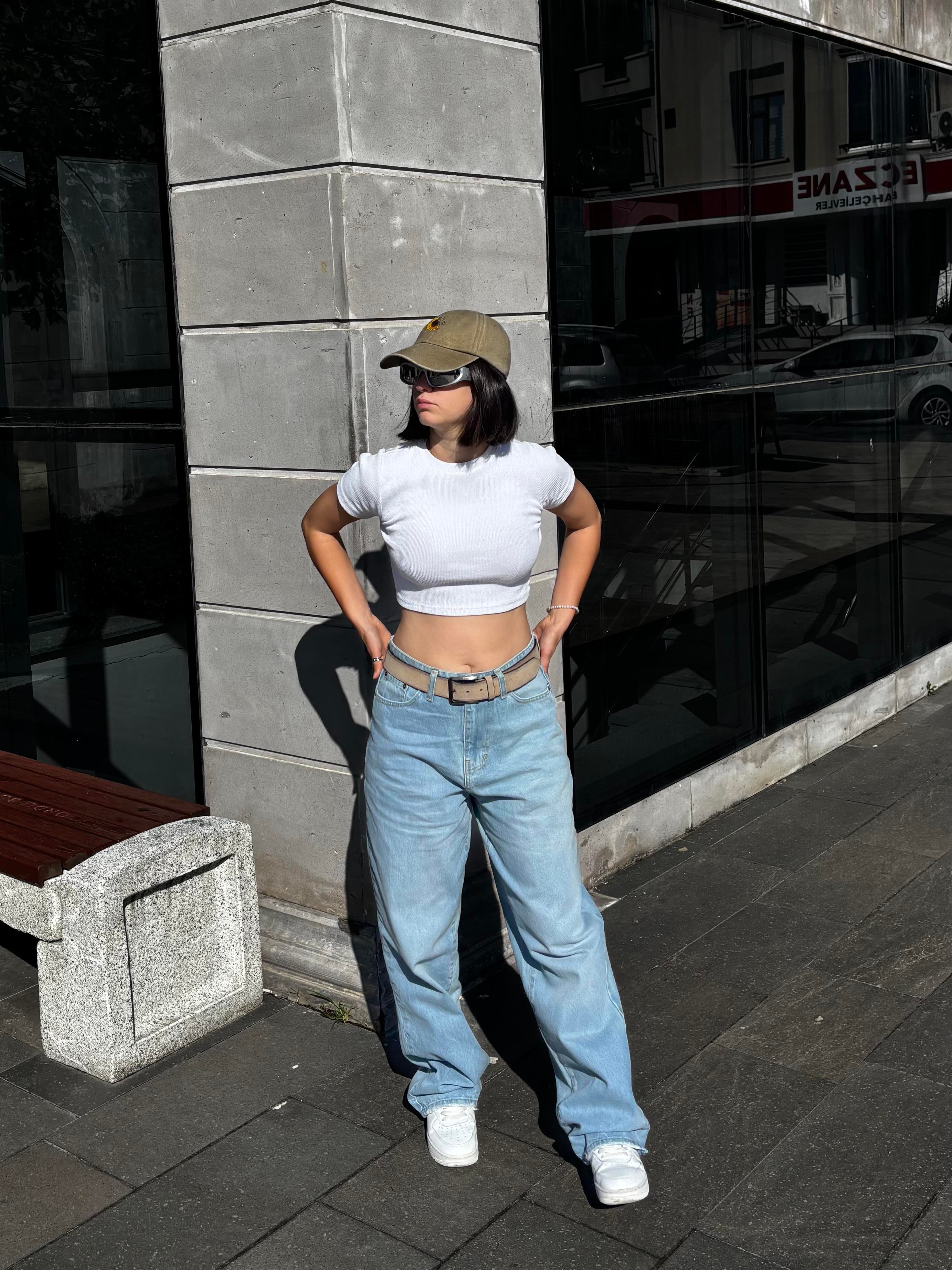 Blue Bleach Denim Baggy Jean