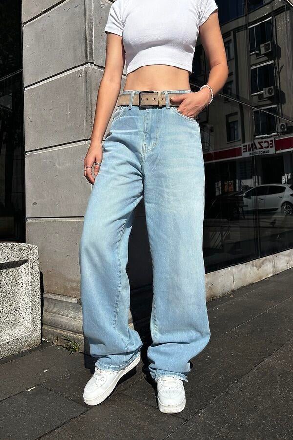 Blue Bleach Denim Baggy Jean